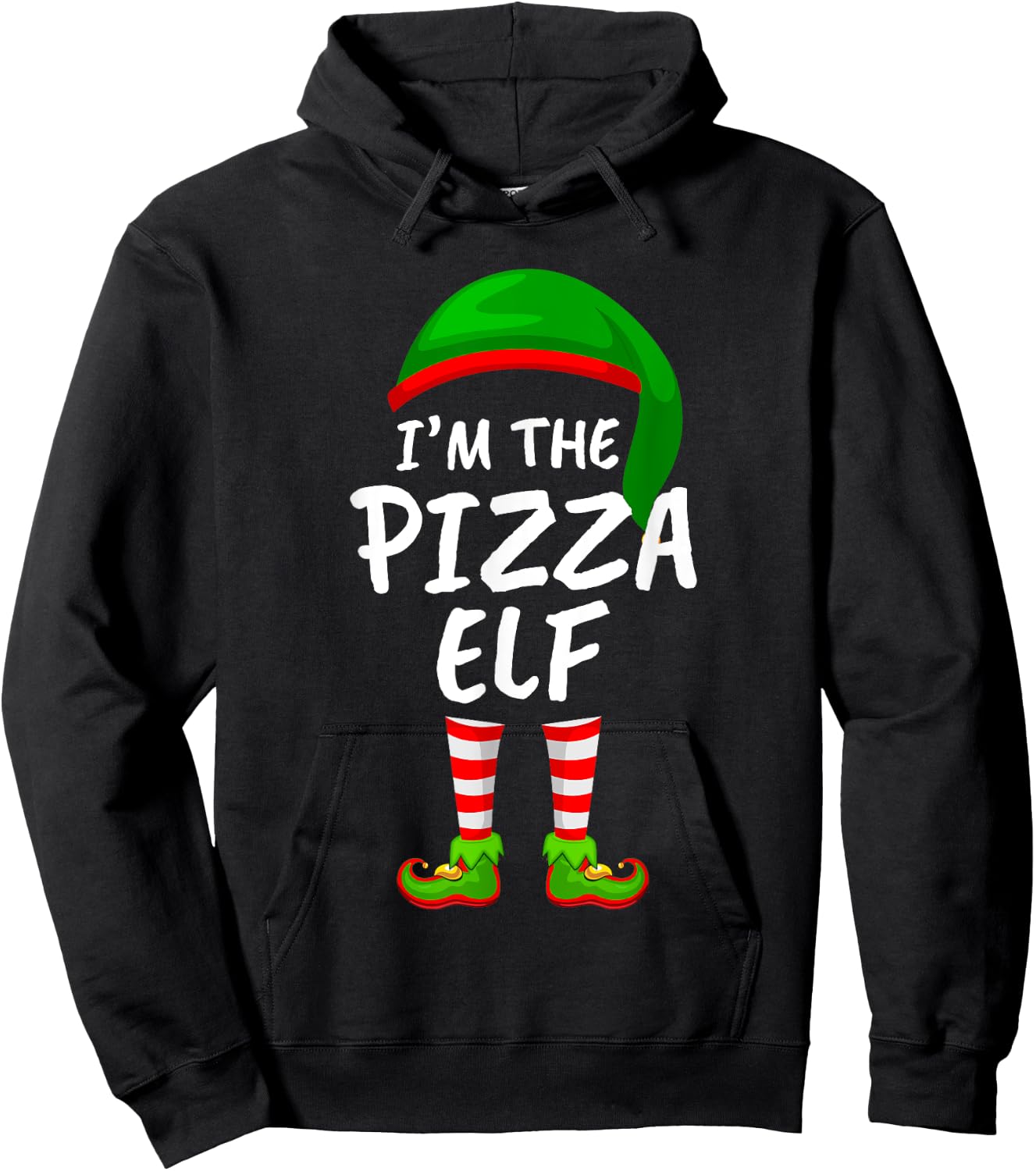 Matching Family Funny I'm The Pizza Elf Christmas Hoodie - Hoodie | Black