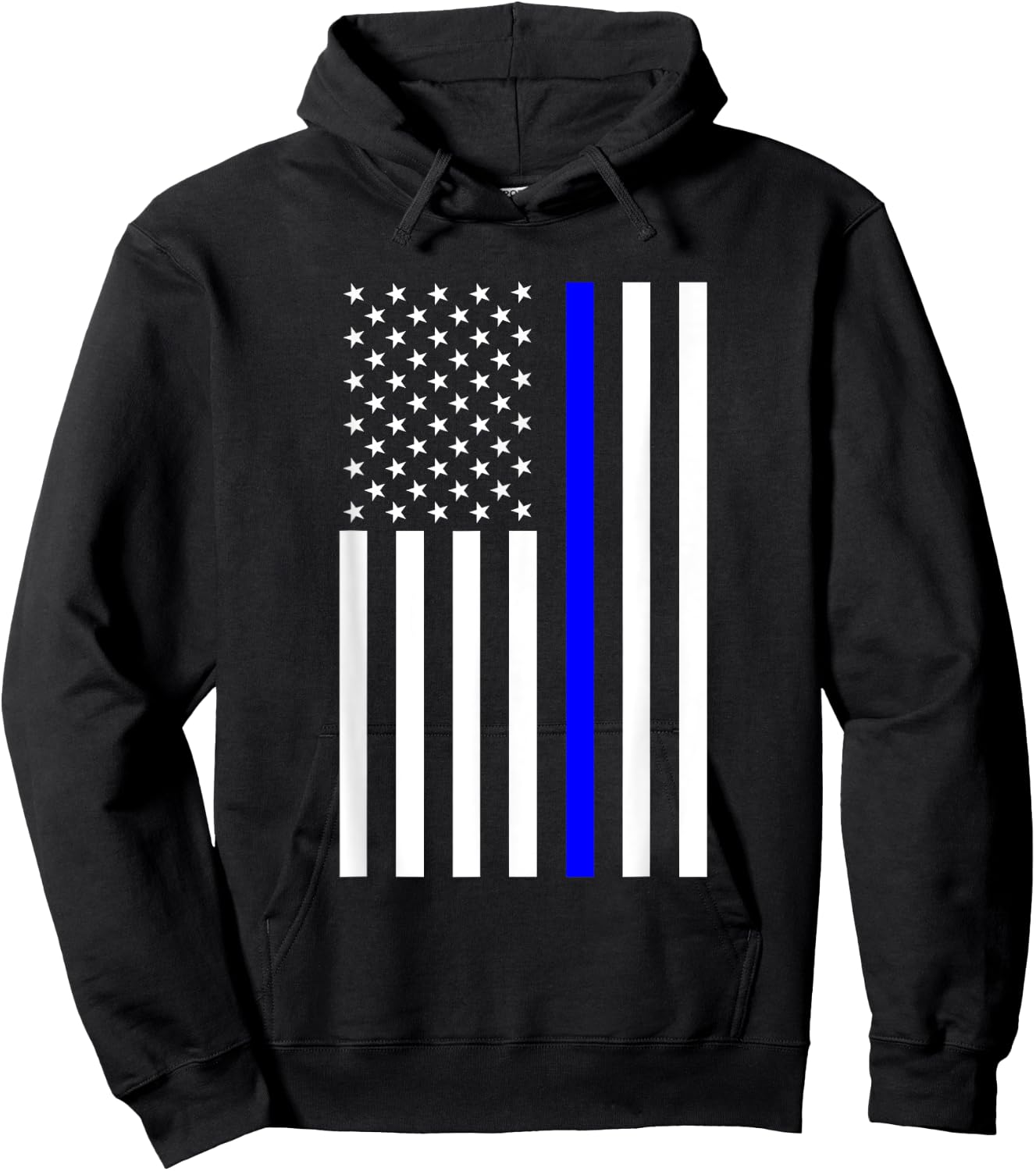 Black and White American Flag Blue Stripe Police Hoodie - Hoodie | Black