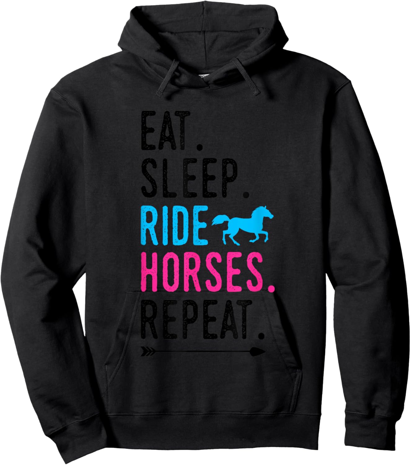 Eat Sleep Ride Horses Repeat Horse Ride Equestrian For Girls Hoodie - Hoodie | Black