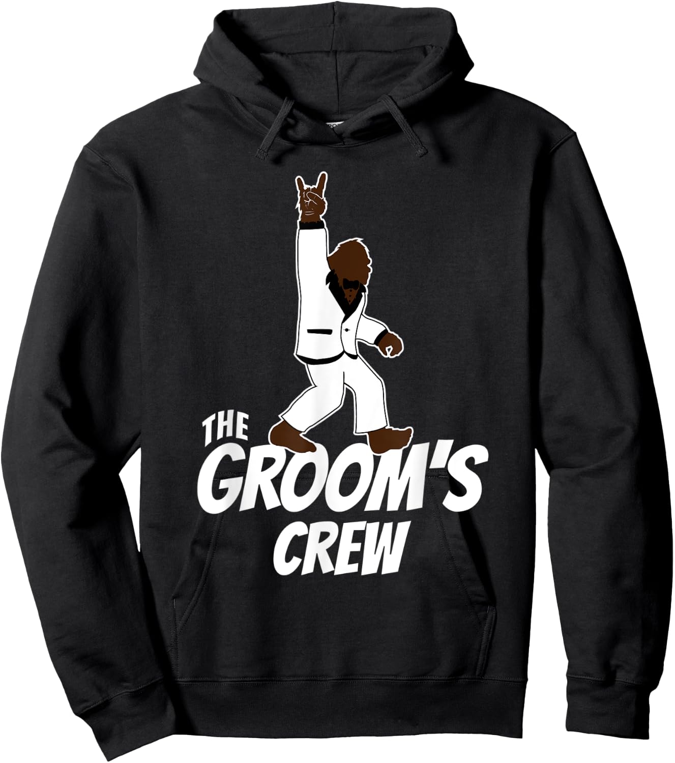 Bachelor Party Groomsman The Groom's Crew Bigfoot Rock On Hoodie - Hoodie | Black
