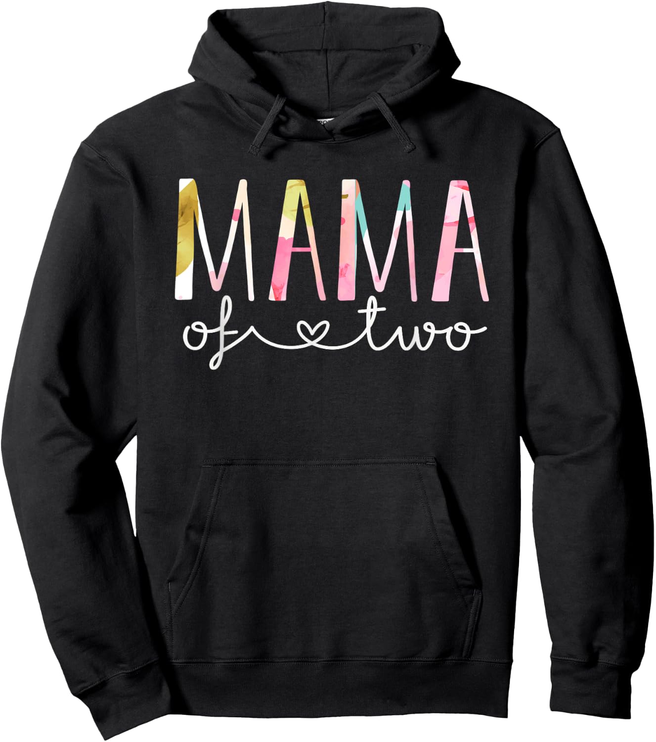 Mama of Two Cute Floral Design Twin Mom Mother Of 2 Hoodie - Hoodie | Black