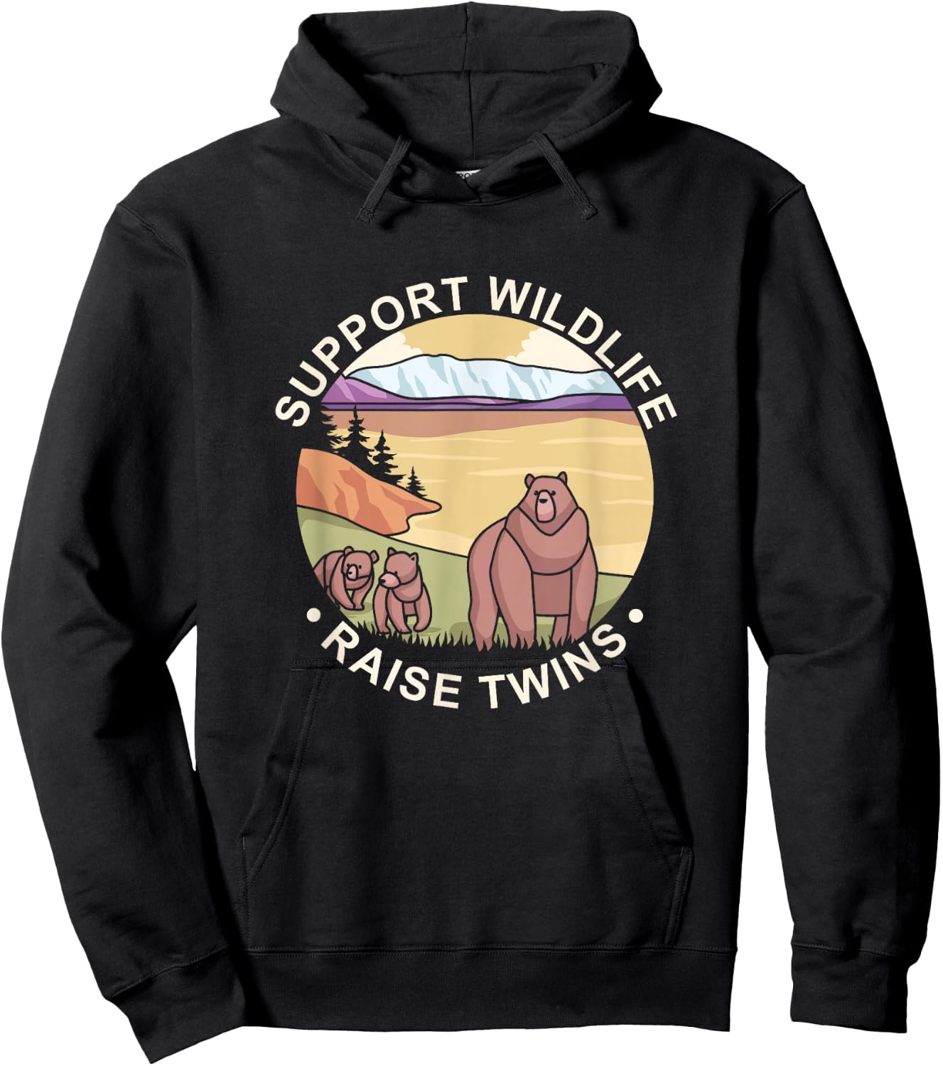 Support Wildlife Raise Twins Future Mom Dad Bears Camping Hoodie - Hoodie | Black
