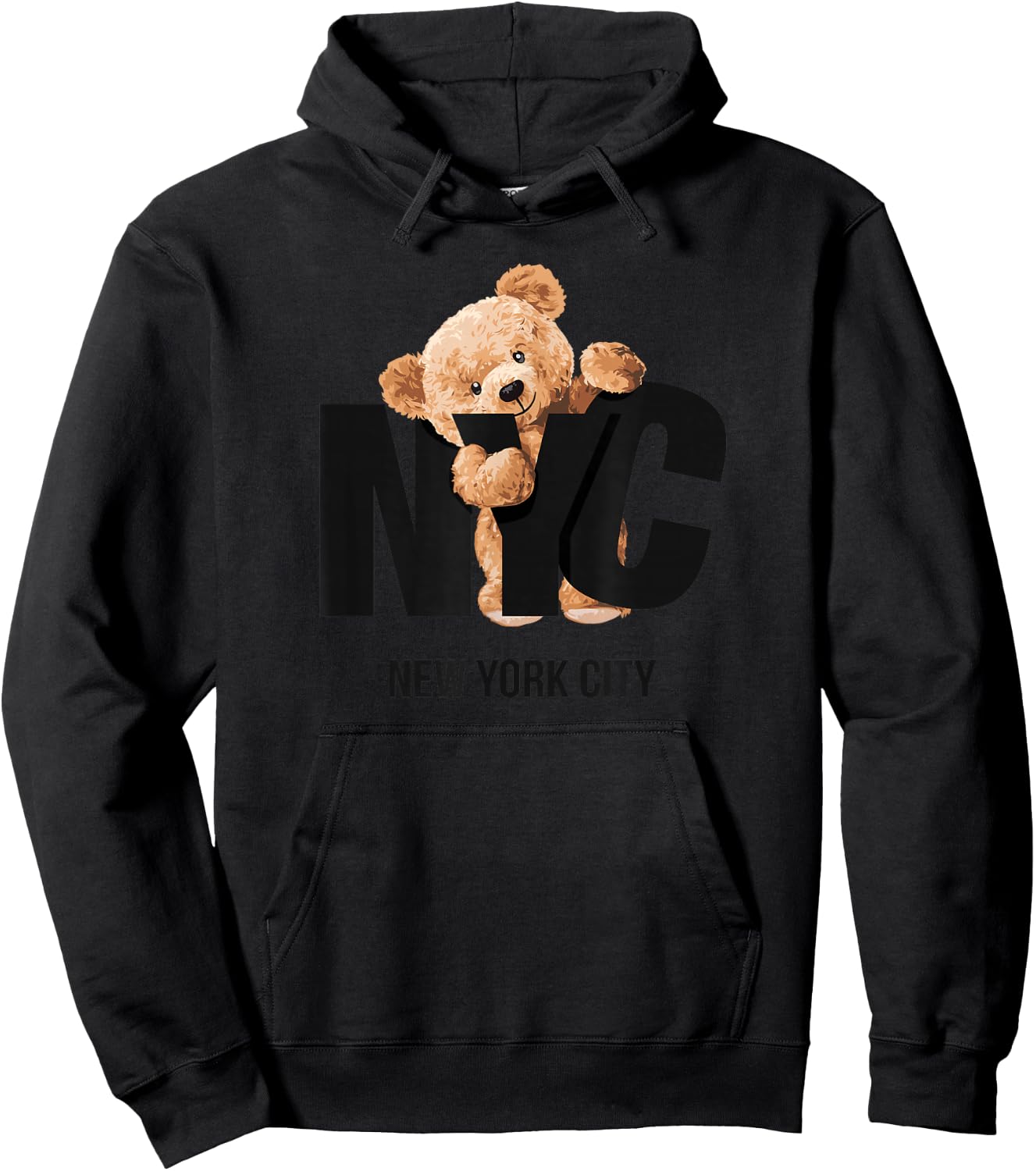 Cool Awesome New York City NYC Teddy Bear Novelty Graphic Hoodie - Hoodie | Black