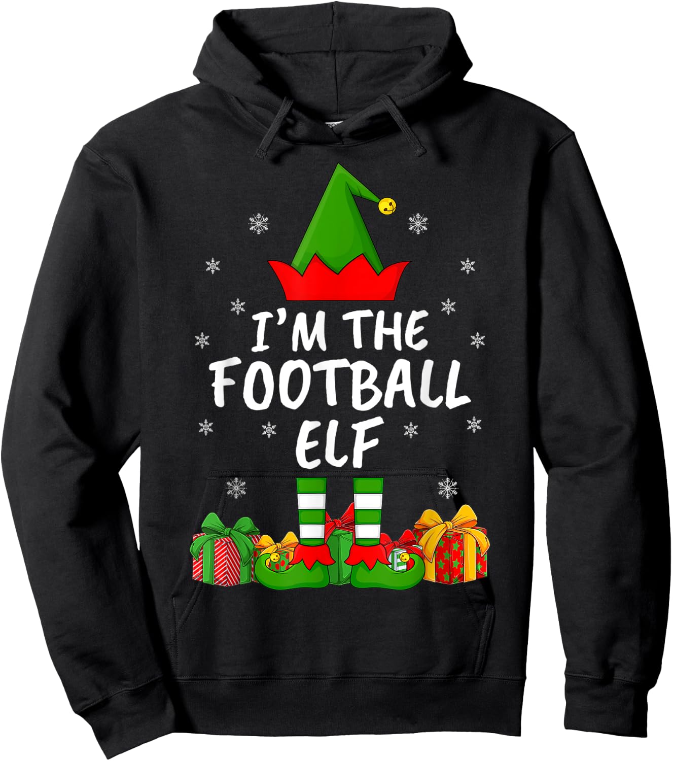 Xmas Family Matching Funny I'm The Football Elf Christmas Hoodie - Hoodie | Black