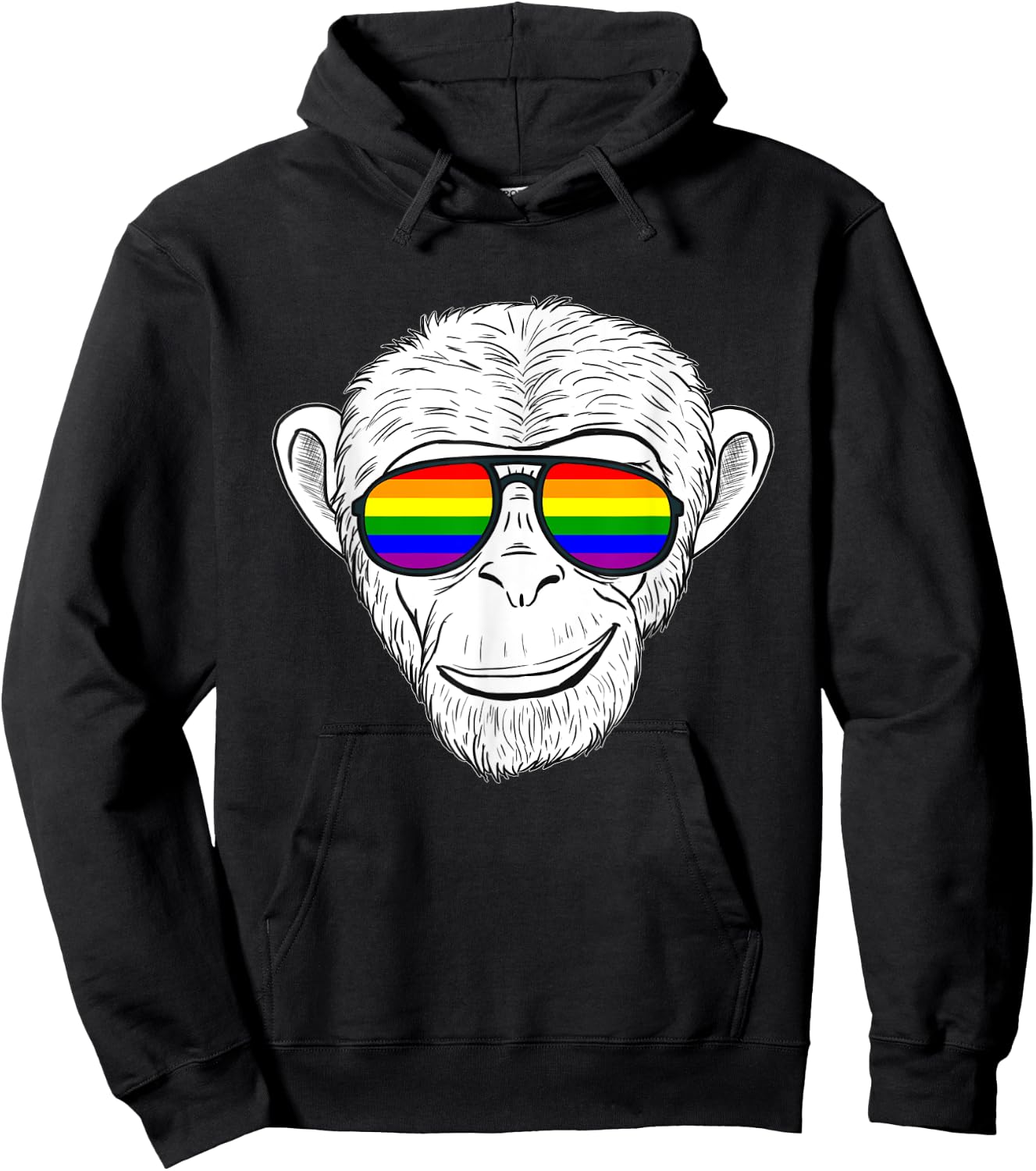 Monkey Chimp With Rainbow Sunglasses Rainbow Monkey Hoodie - Hoodie | Black