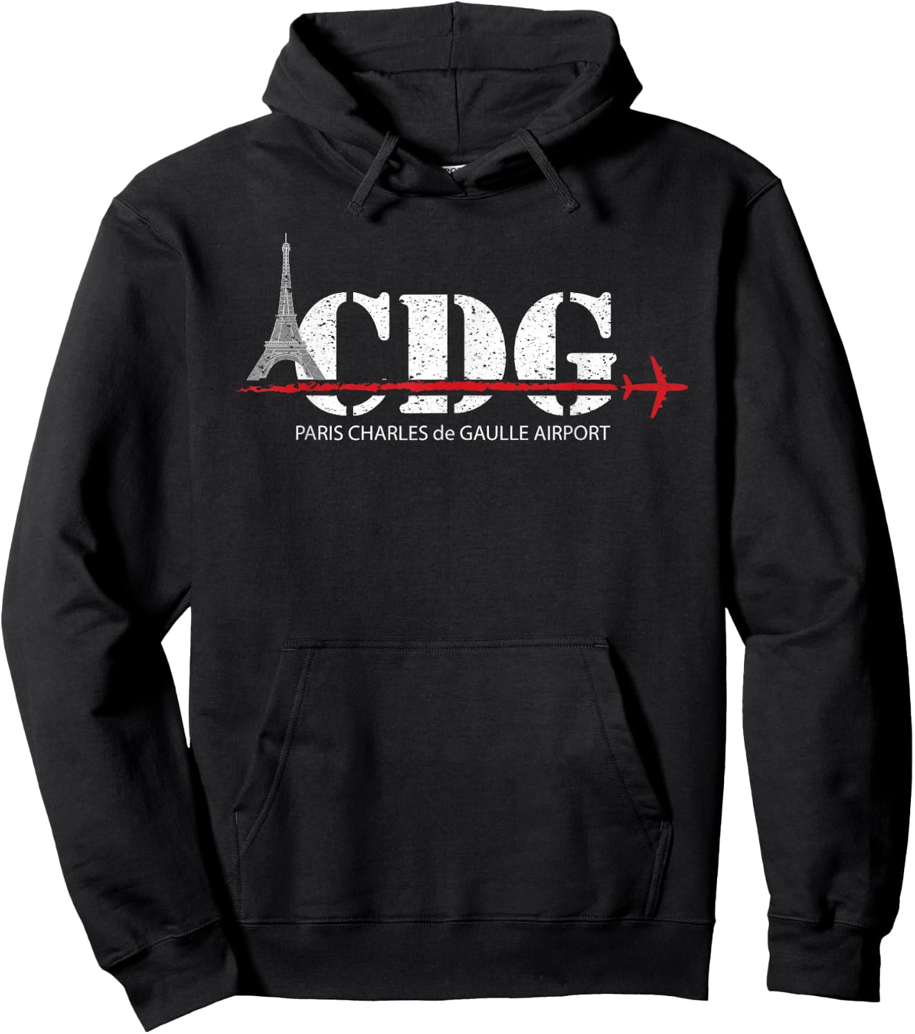 Vintage Paris France CDG Eiffel Tower Airport Code Hoodie - Hoodie | Black