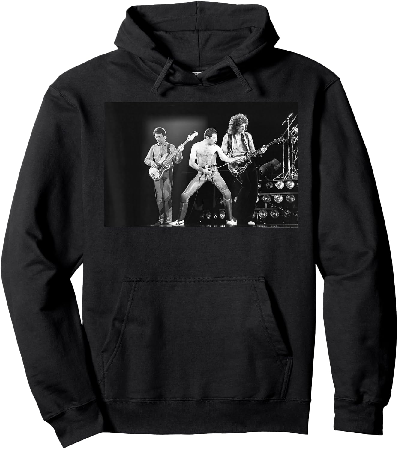 Queen Official Freddie Mercury Live B&W Photo Hoodie - Hoodie | Black