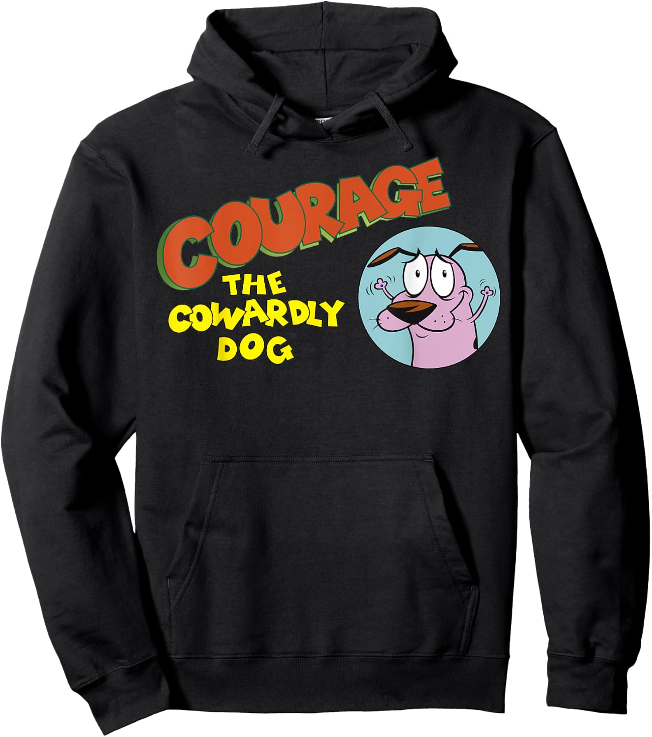 Courage the Cowardly Dog Retro Vintage Portrait & Logo Men Women Girls Kids Hoodie - Hoodie | Black