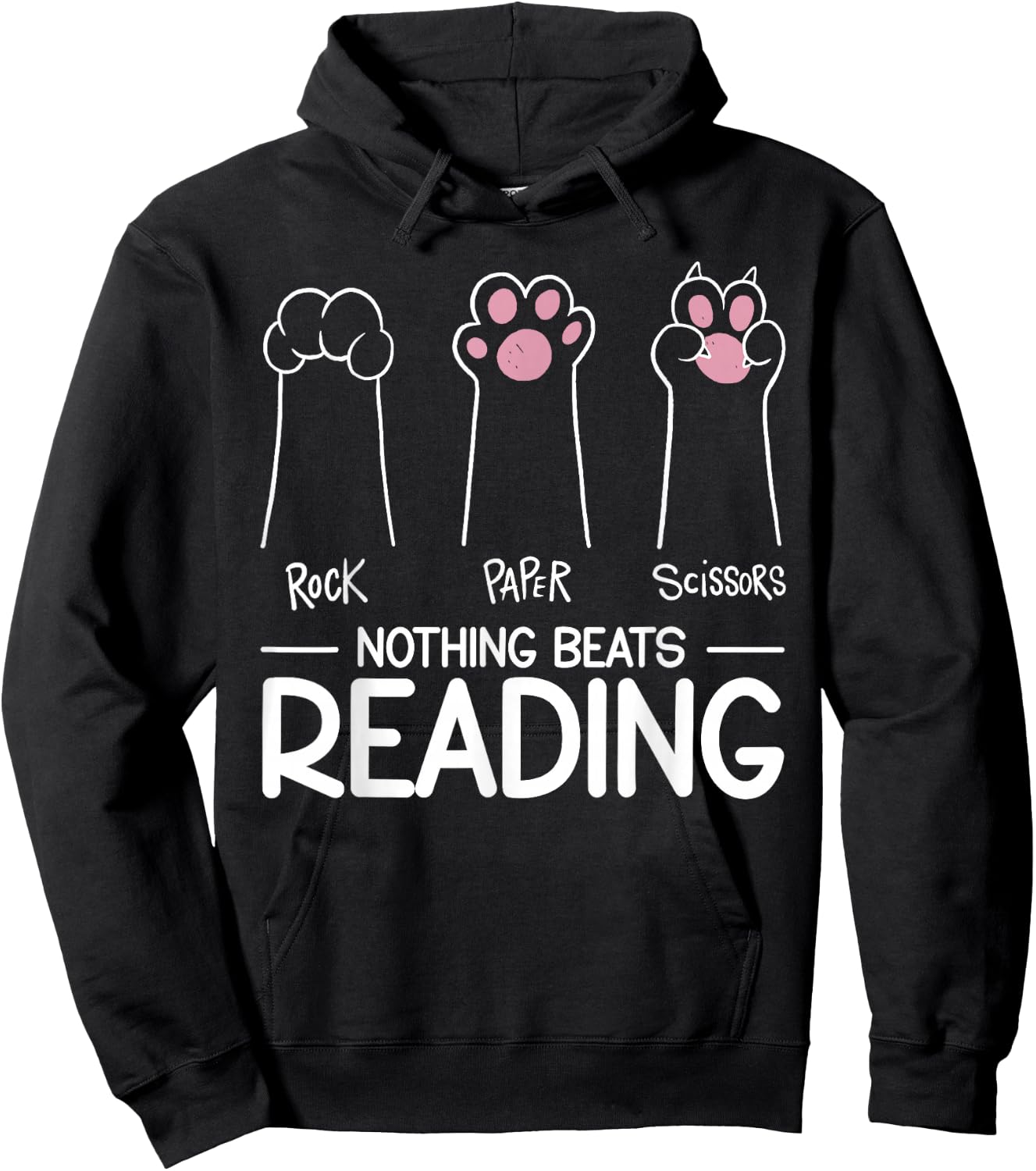 Book Reading Literature Bookworm Bibliophiles Nothing Beats Reading - Black - Small - -Adults - Short Sleeve - Modern - Literature - Kids - Cotton 65%, Polyester 35% Hoodie - Hoodie | Black