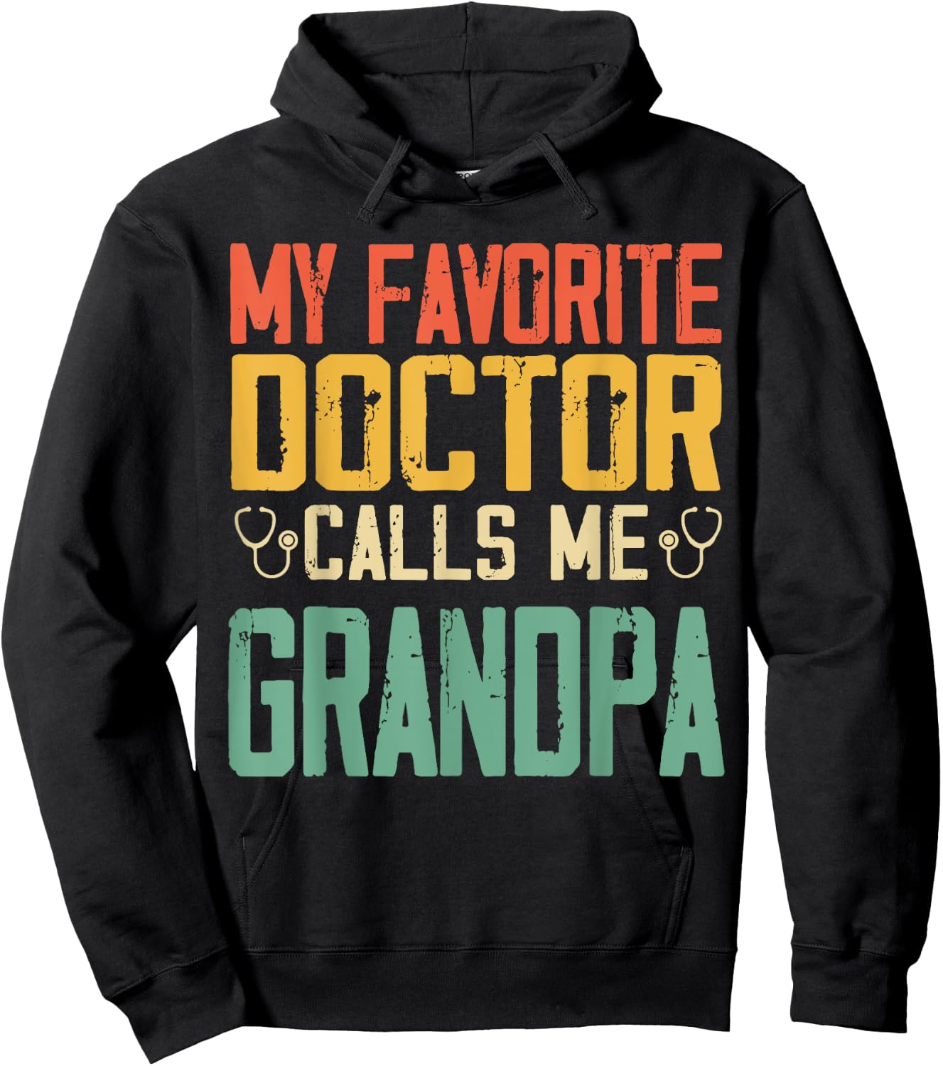 My Favorite Doctor Calls Me Grandpa Vintage Retro Funny Hoodie - Hoodie | Black