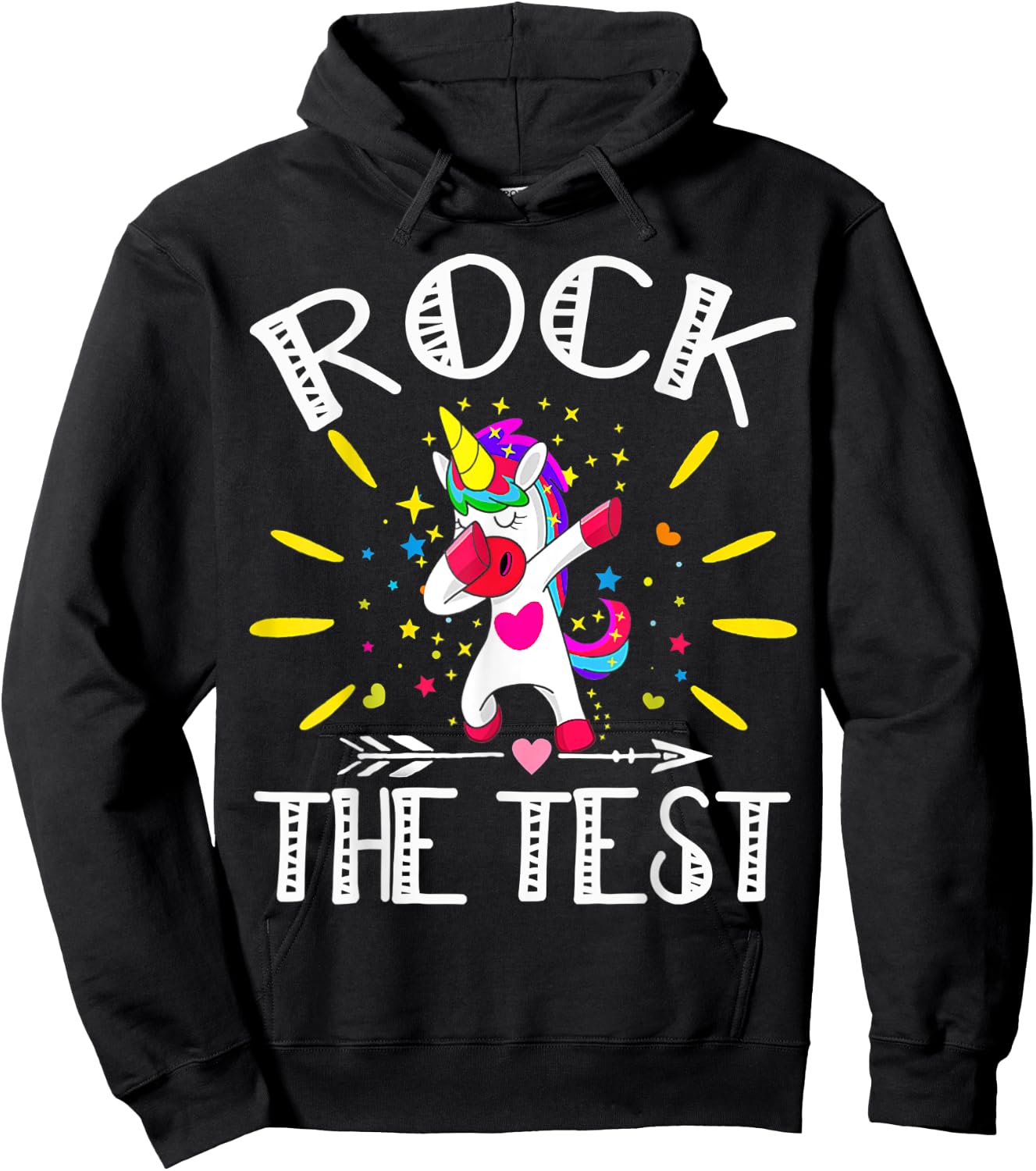 Test Day Rock The Test Teacher Testing Day Unicorn Teacher Hoodie - Hoodie | Black