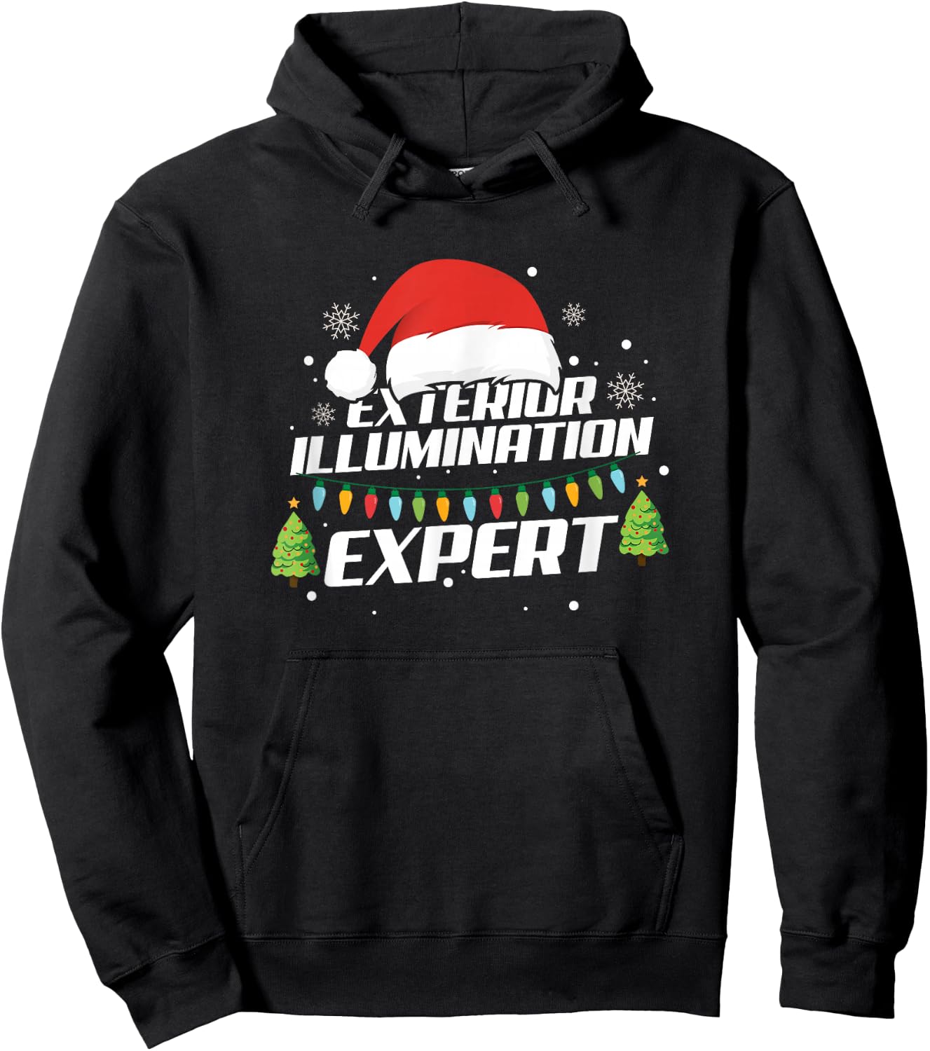 Exterior Illumination Expert Christmas Xmas Tree Snowflakes Hoodie - Hoodie | Black