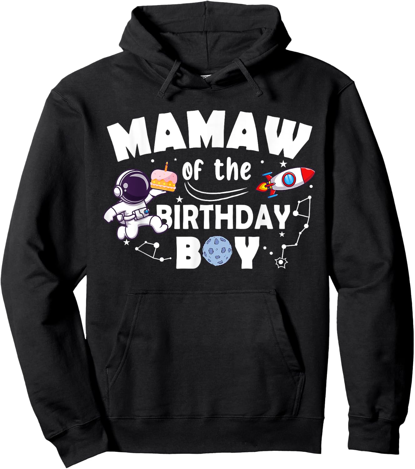 Mamaw Of The Birthday Astronaut Boy Space Theme Hoodie - Hoodie | Black