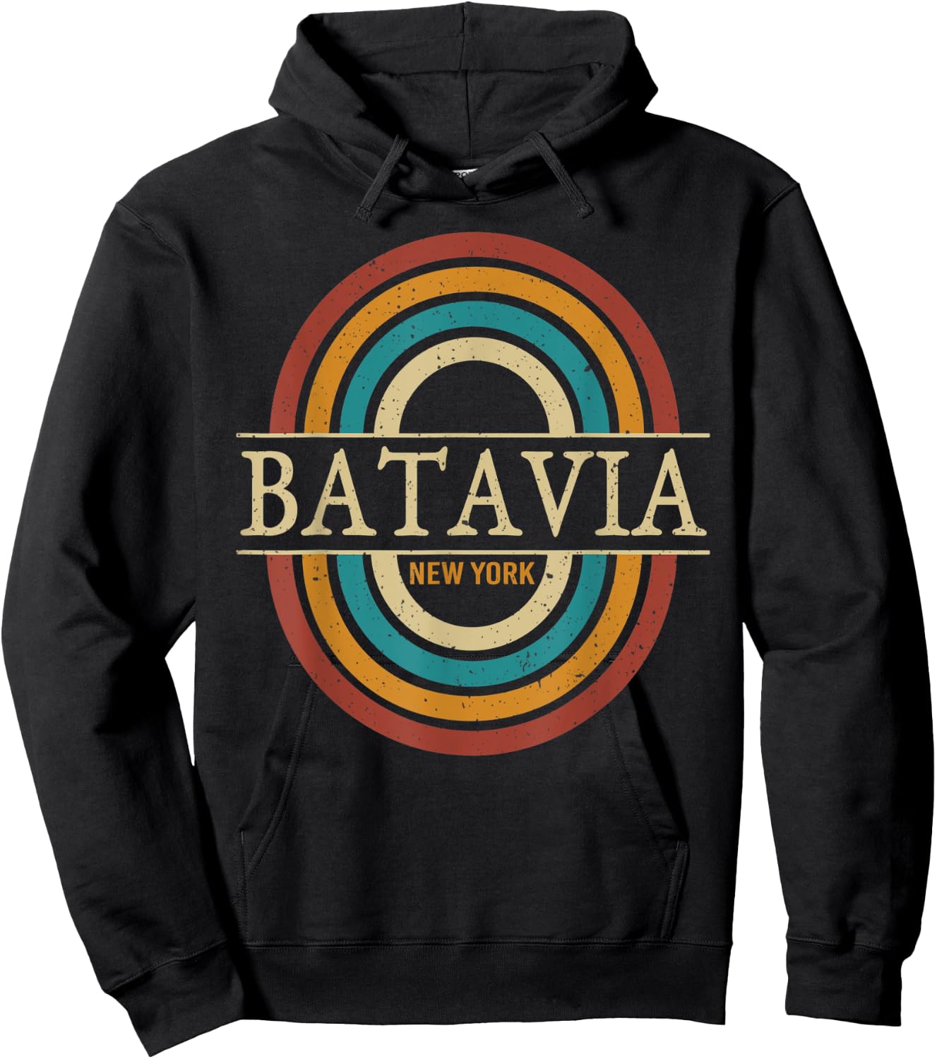 Vintage Retro Batavia NY New York Souvenir Men Women Hoodie - Hoodie | Black