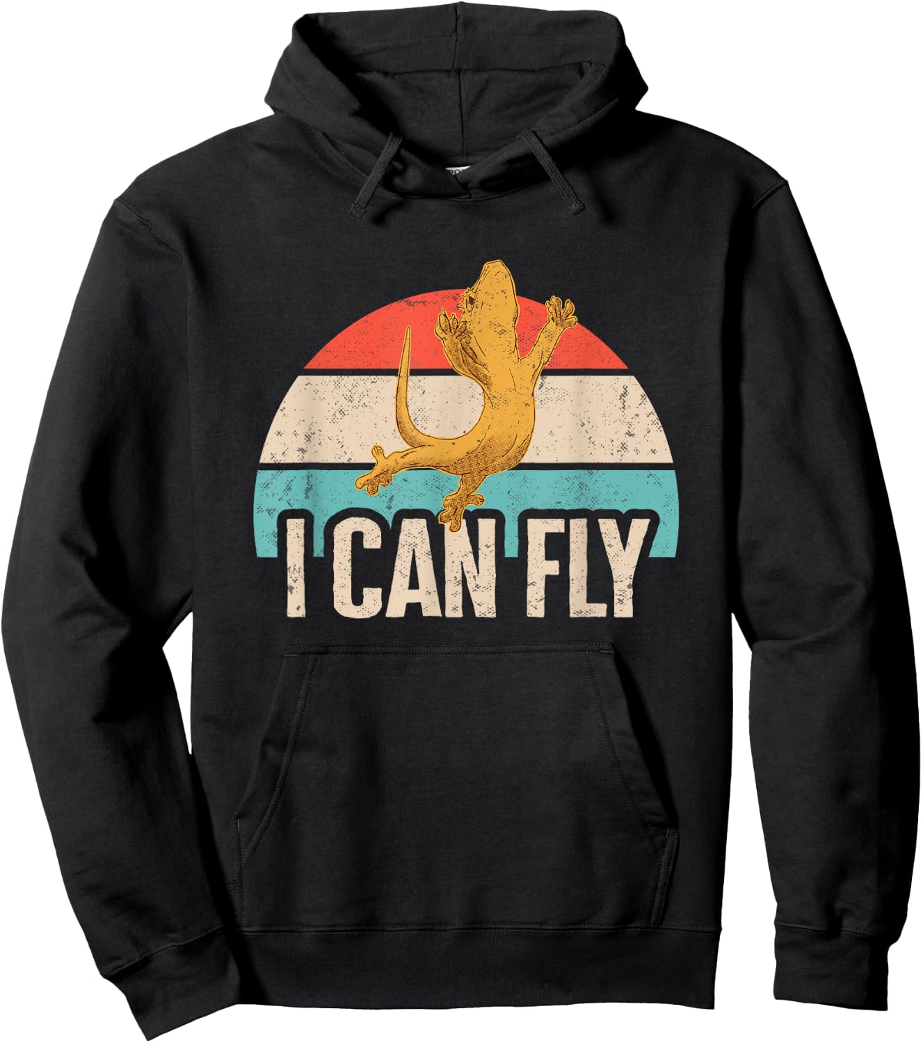 Reptile Lizard Gifts & Crested Gecko Shirts I Can Fly Retro Crested Gecko Black -Adults Small Classic Fit Short Sleeve Cotton 60% Polyester 40% Hoodie - Hoodie | Black