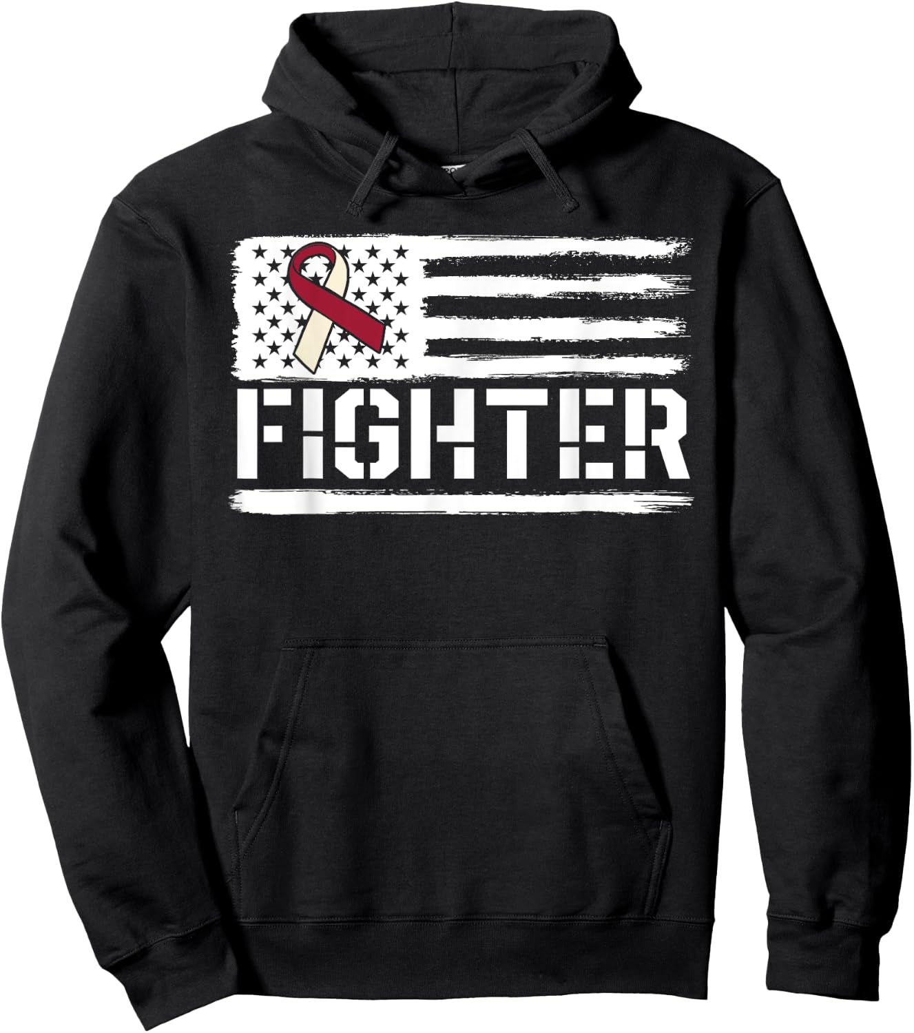 Oral Cancer Awareness Throat Head Neck Fighter American Flag Hoodie - Hoodie | Black