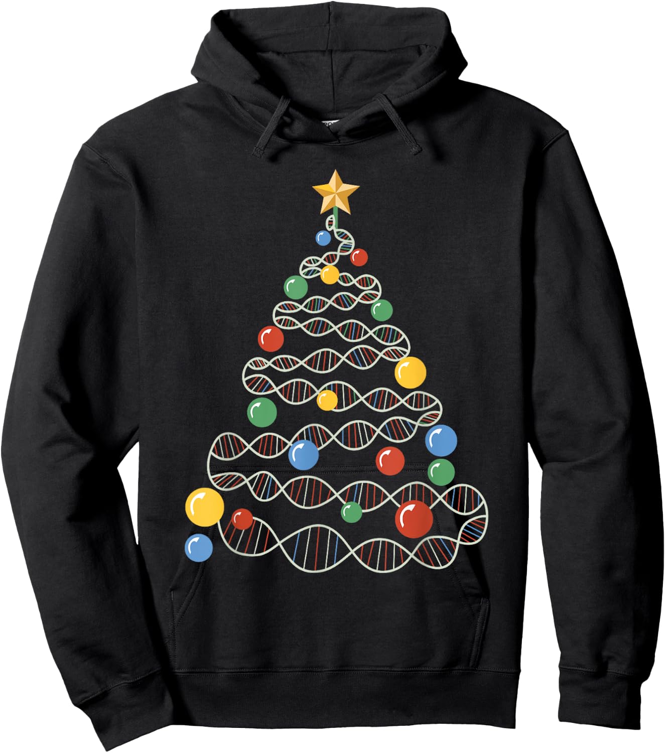 DNA Christmas Tree Funny Science Puns Christmas Teacher Hoodie - Hoodie | Black