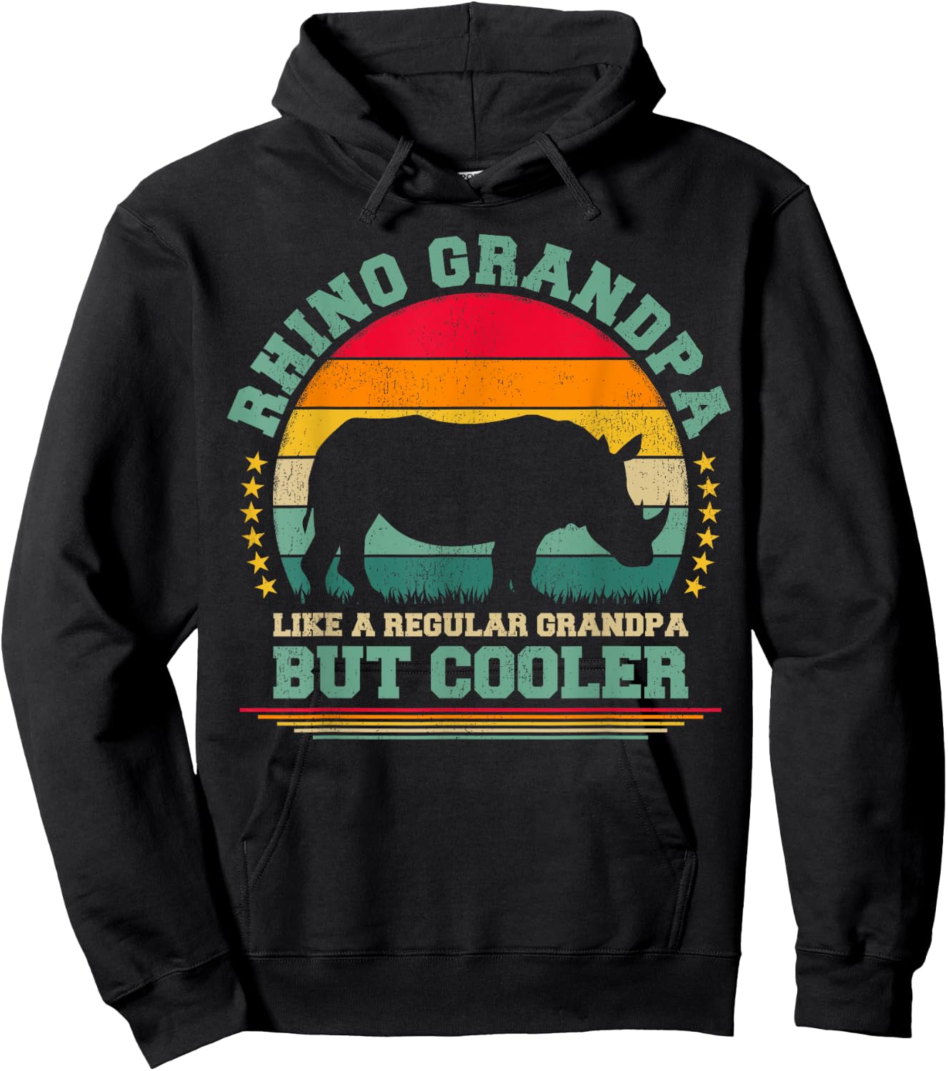 Rhino Lover Funny Vintage Rhino Grandpa Father's Day Hoodie - Hoodie | Black