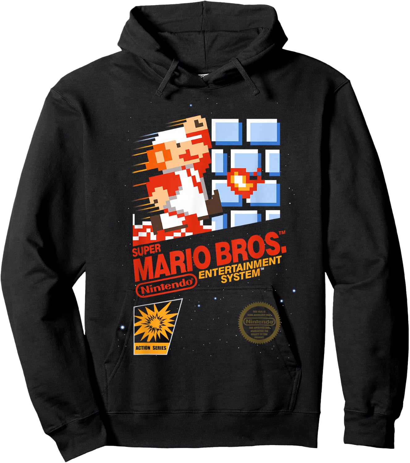 Super Mario Dashin Action Graphic , Classic Fit, , Black Hoodie - Hoodie | Black
