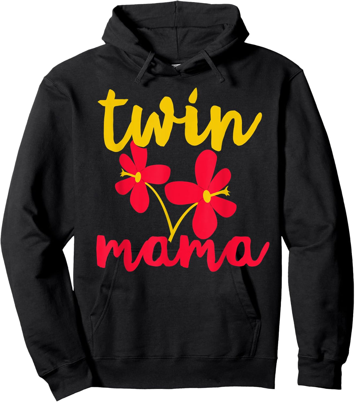 Twins Mom Shirt Cute Mom of Twins Mother's Day Twin Mama Hoodie - Hoodie | Black
