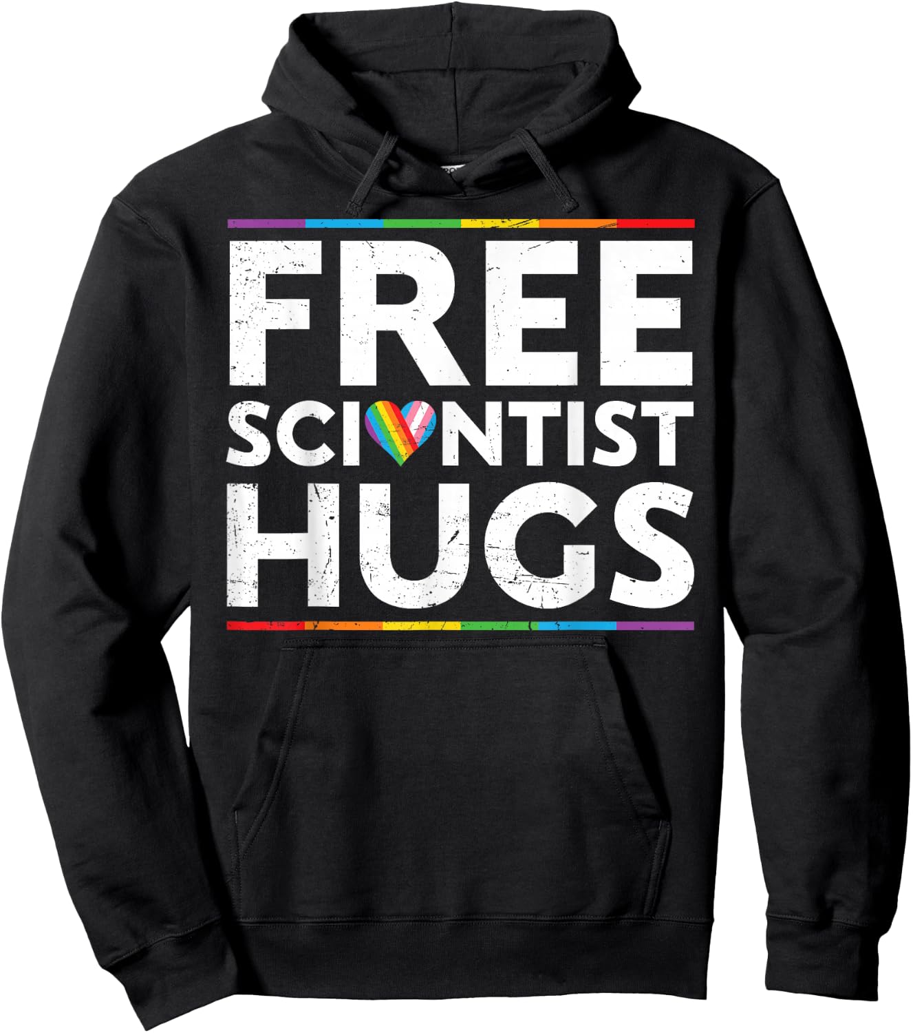 Free Scientist Hugs Support LGBT Proud Parades Rainbow Flag Hoodie - Hoodie | Black