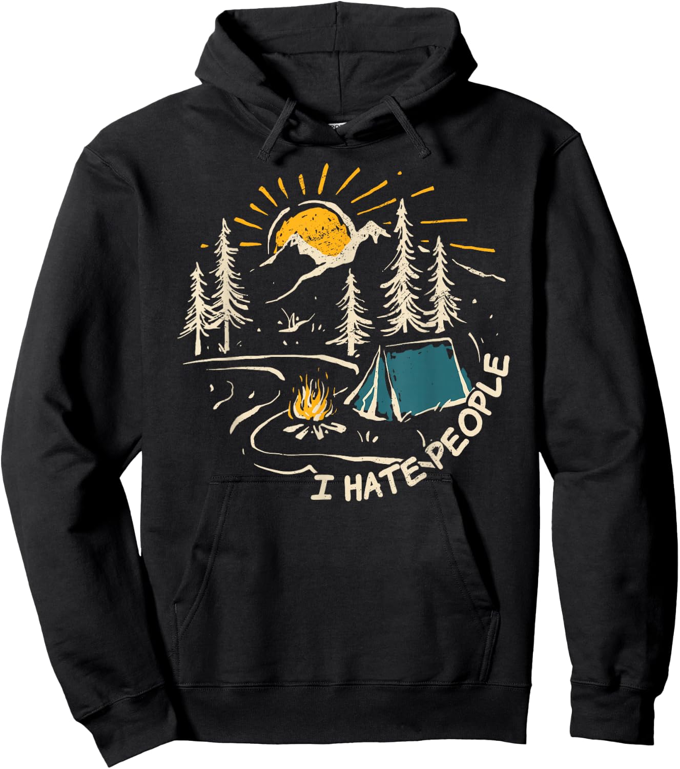 CAMPING I Hate People Vintage Hiking Outdoor Retro Camper Hoodie - Hoodie | Black