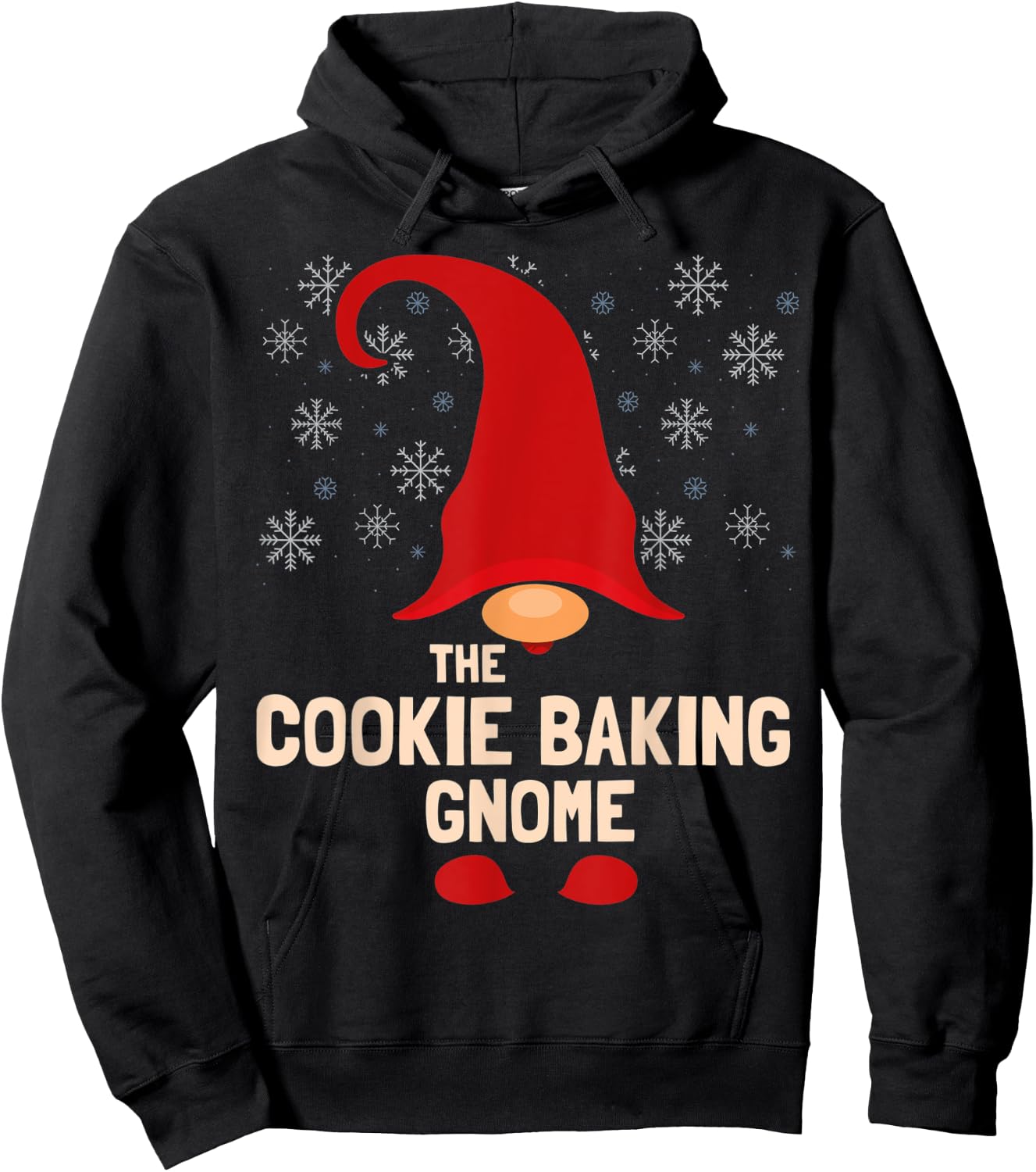 The Cookie Baking Gnome Christmas Family Matching Pajama Hoodie - Hoodie | Black