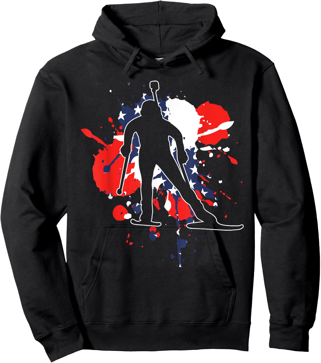USA Flag Biathlonist - American Biathlon Hoodie - Hoodie | Black