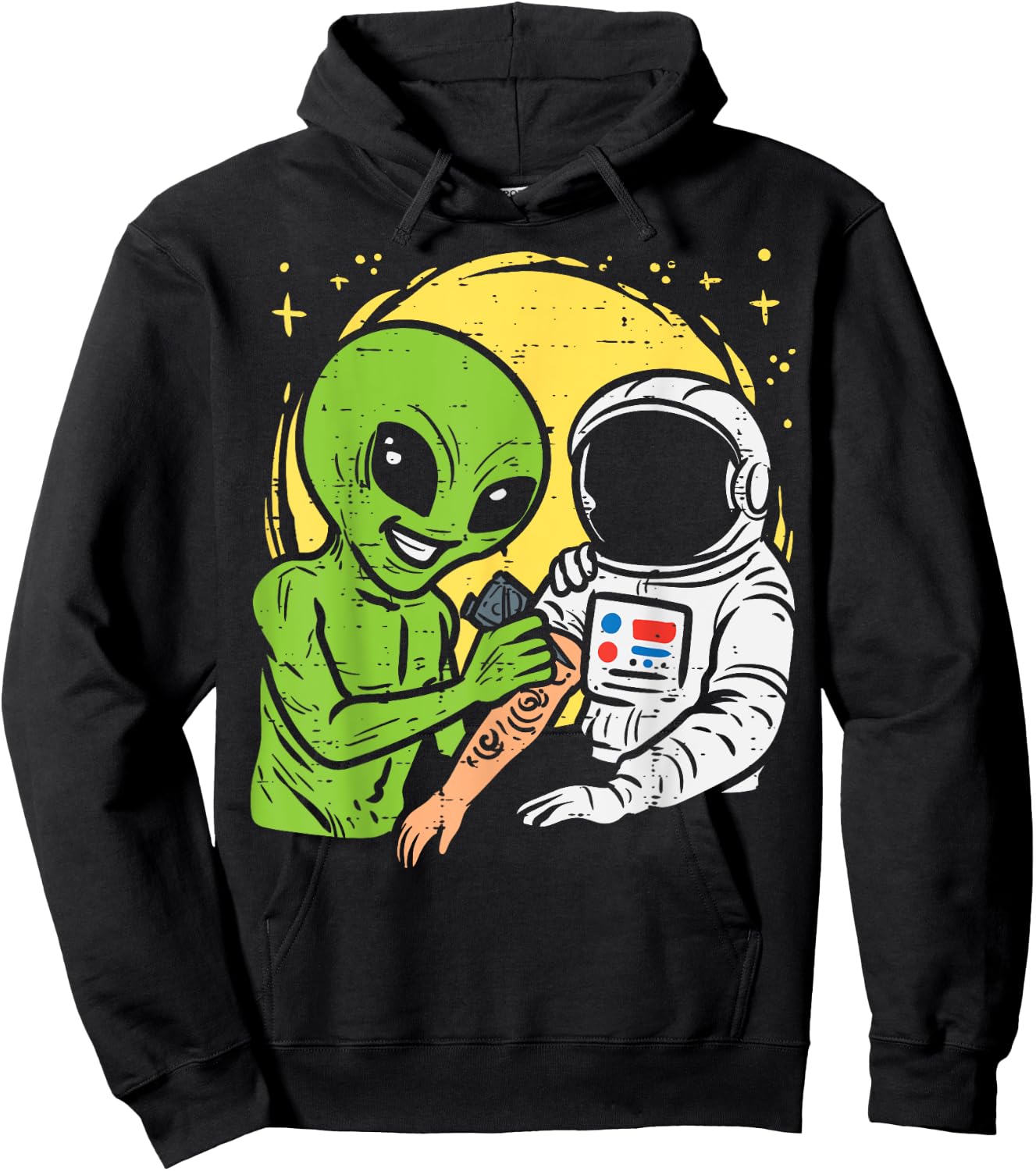 Astronaut Inking Alien Funny Space Galaxy Tattoo Men Women Hoodie - Hoodie | Black