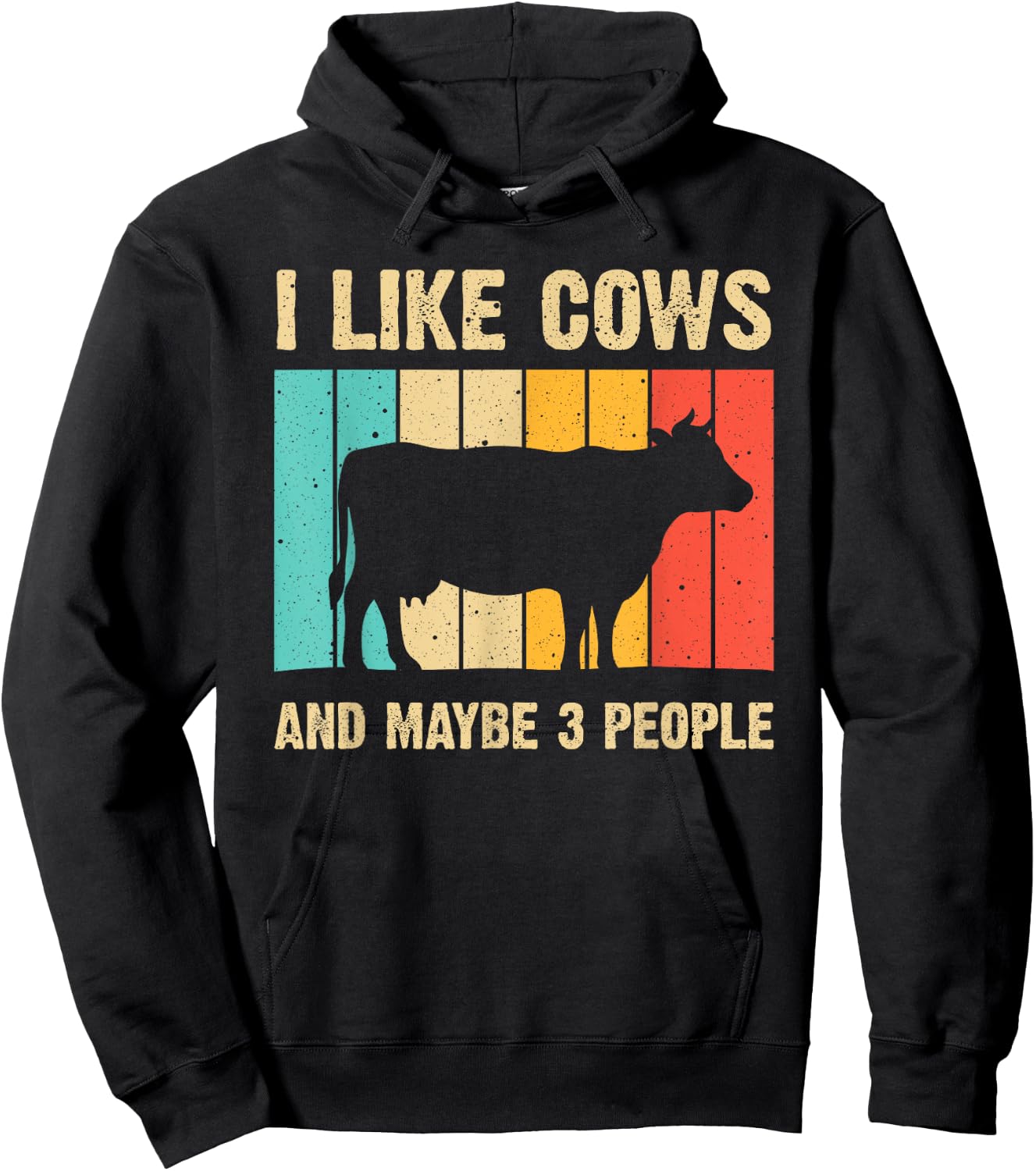 Funny Vintage Cow Design Cow Farmer Men Women Cattle Lover Hoodie - Hoodie | Black