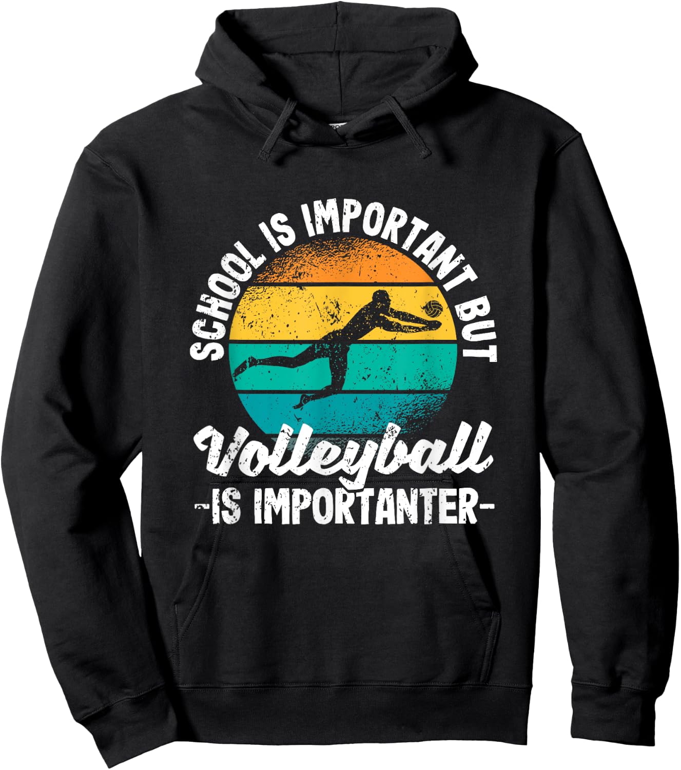 School Is Important But Volleyball Is Importanter Youth Kids Hoodie - Hoodie | Black