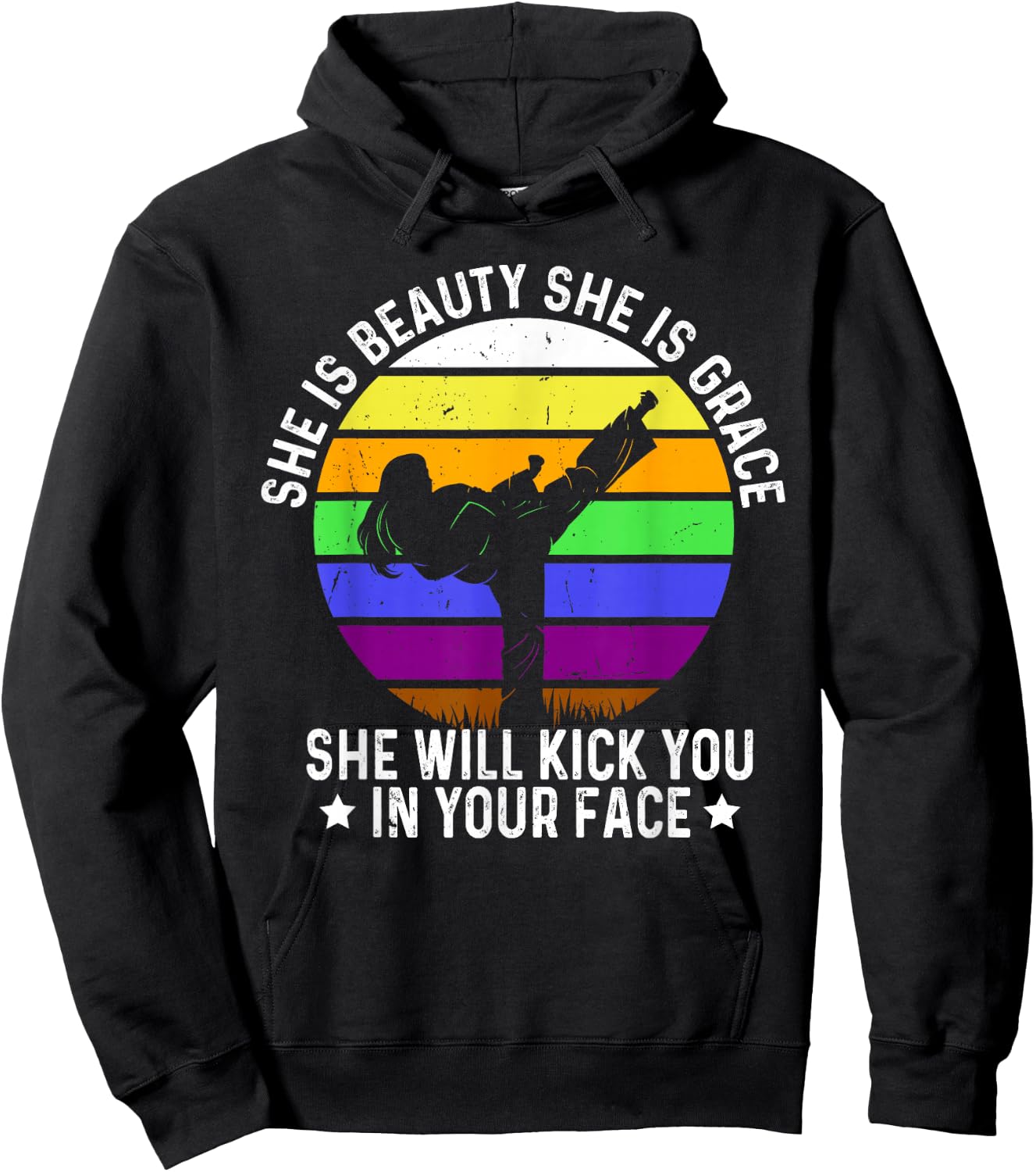 She is Beauty She is Grace She Will Kick You Karate Girl Hoodie - Hoodie | Black