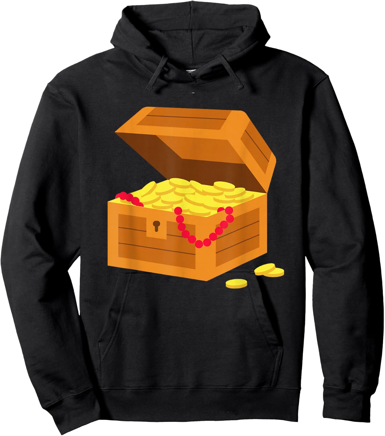 Treasure Chest Kids Boys Girls Men Women Gold Coins Hoodie - Hoodie | Black