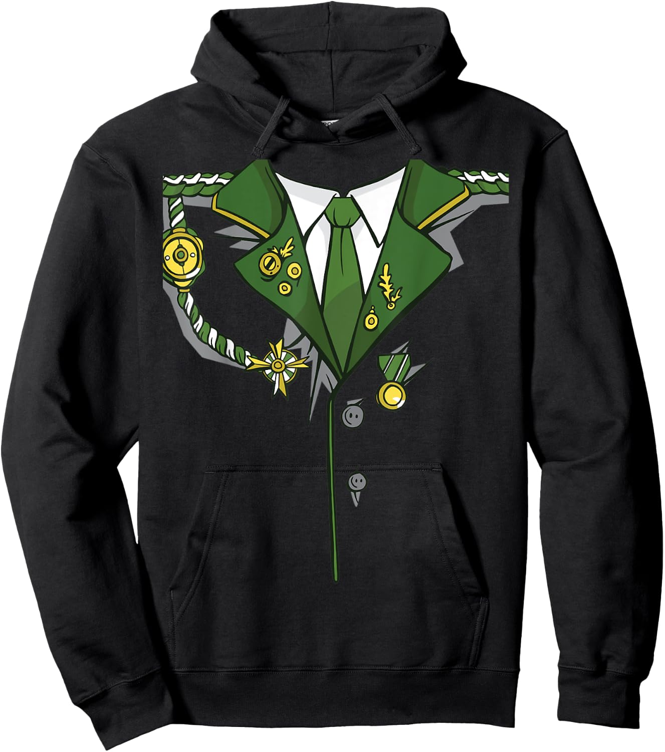 Military Officer Uniform Classic Halloween Party Costume Hoodie - Hoodie | Black
