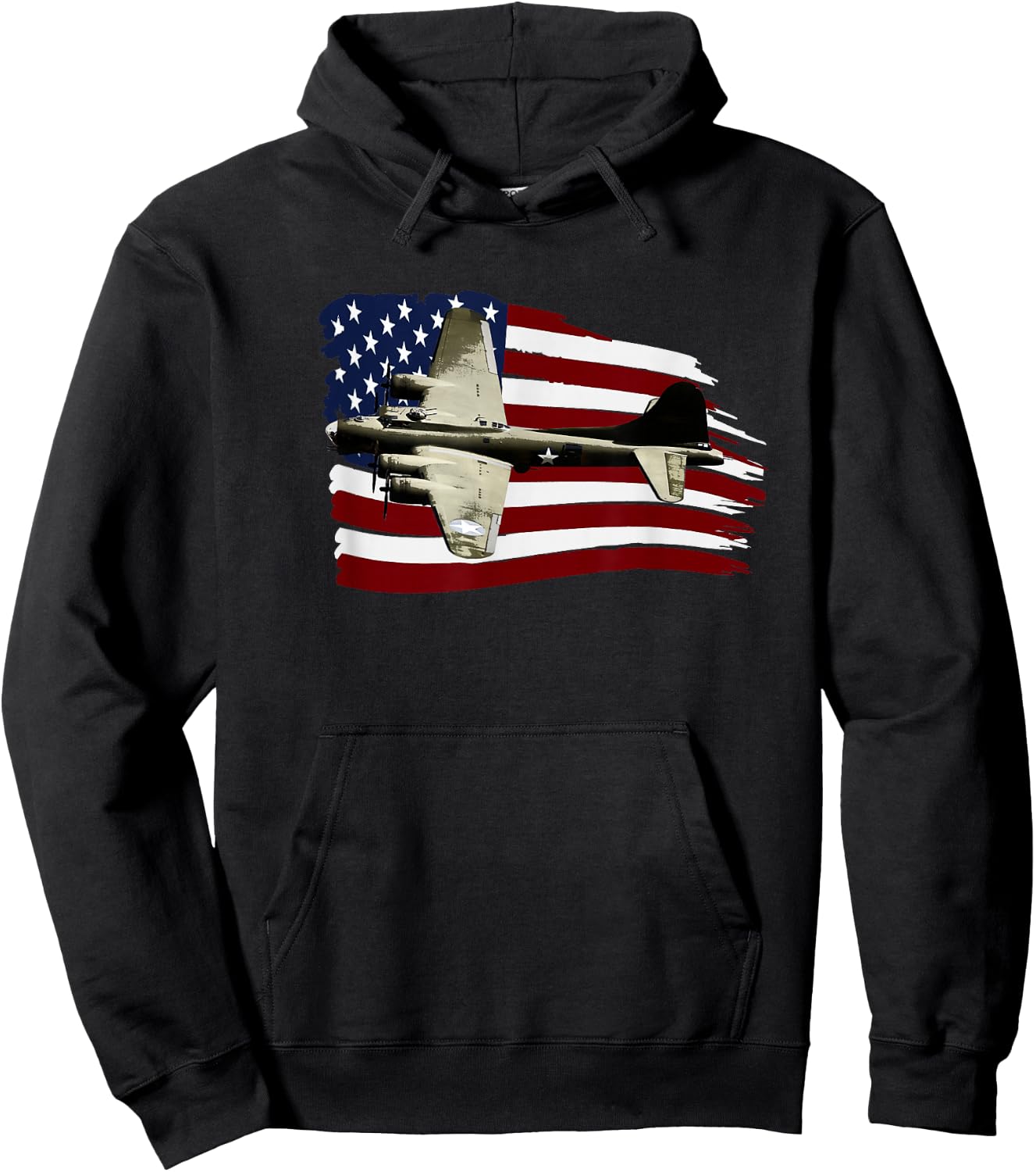 B-17 Flying Fortress WW2 Bomber Us Flag Pilot Hoodie - Hoodie | Black