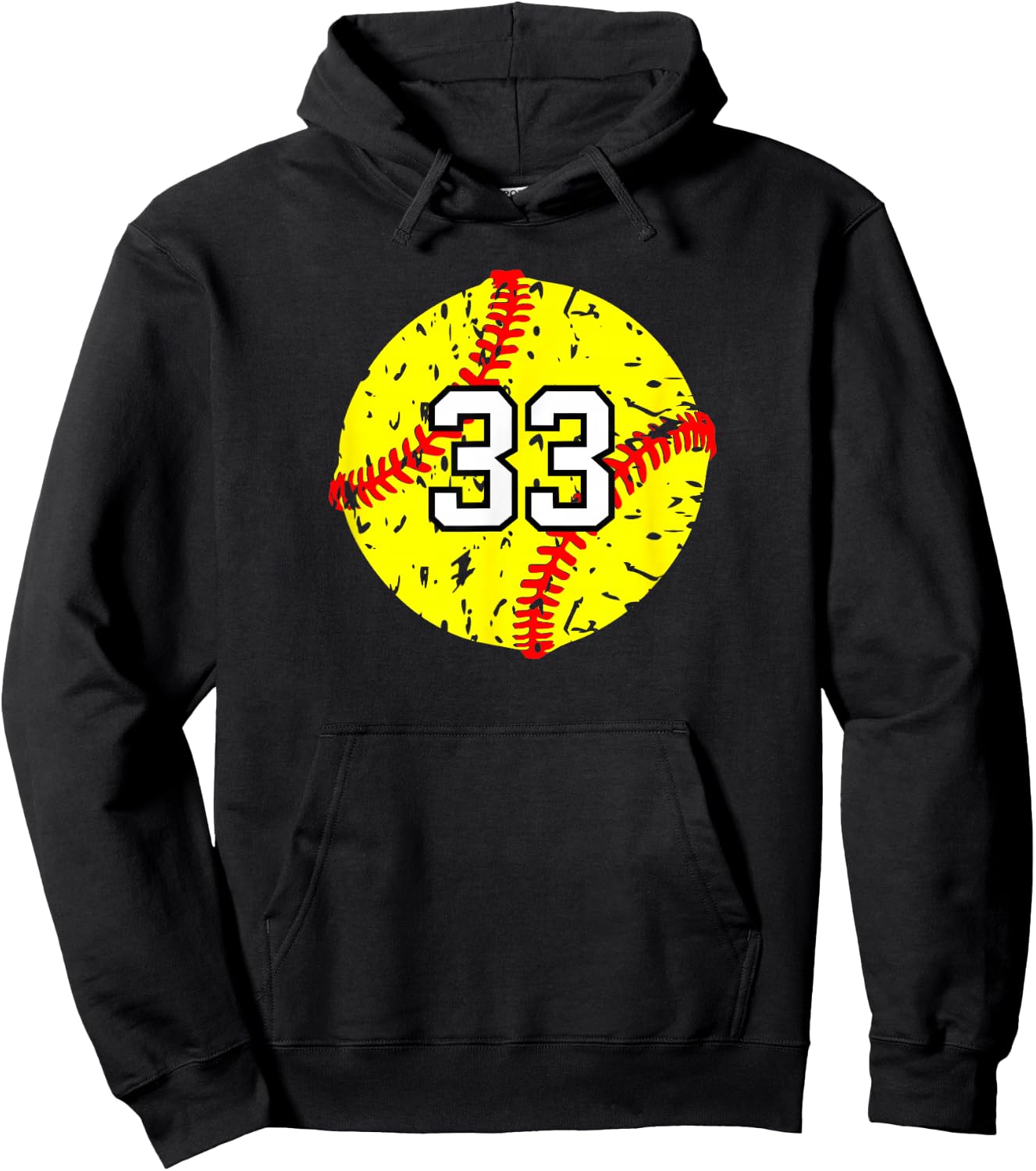 Softball Number #33 Hoodie - Hoodie | Black