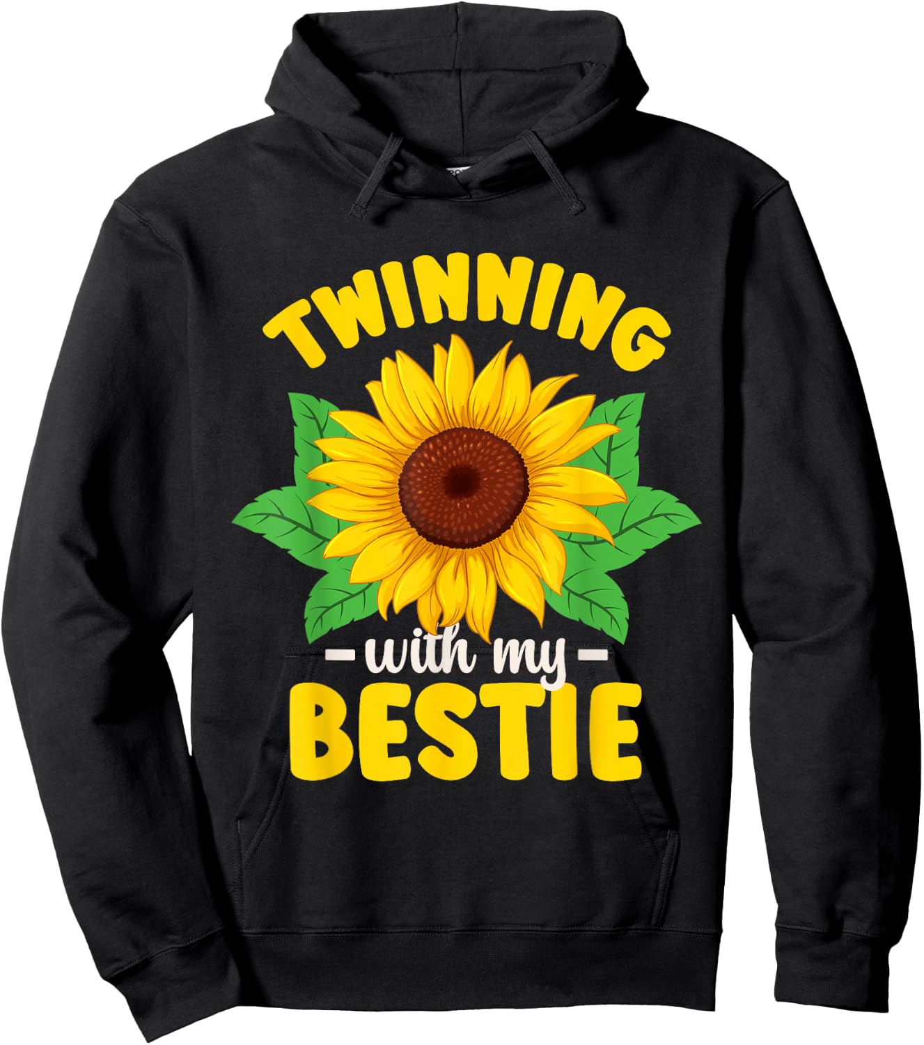Matching Twin Twinning With My Bestie Sunflower Hoodie - Hoodie | Black
