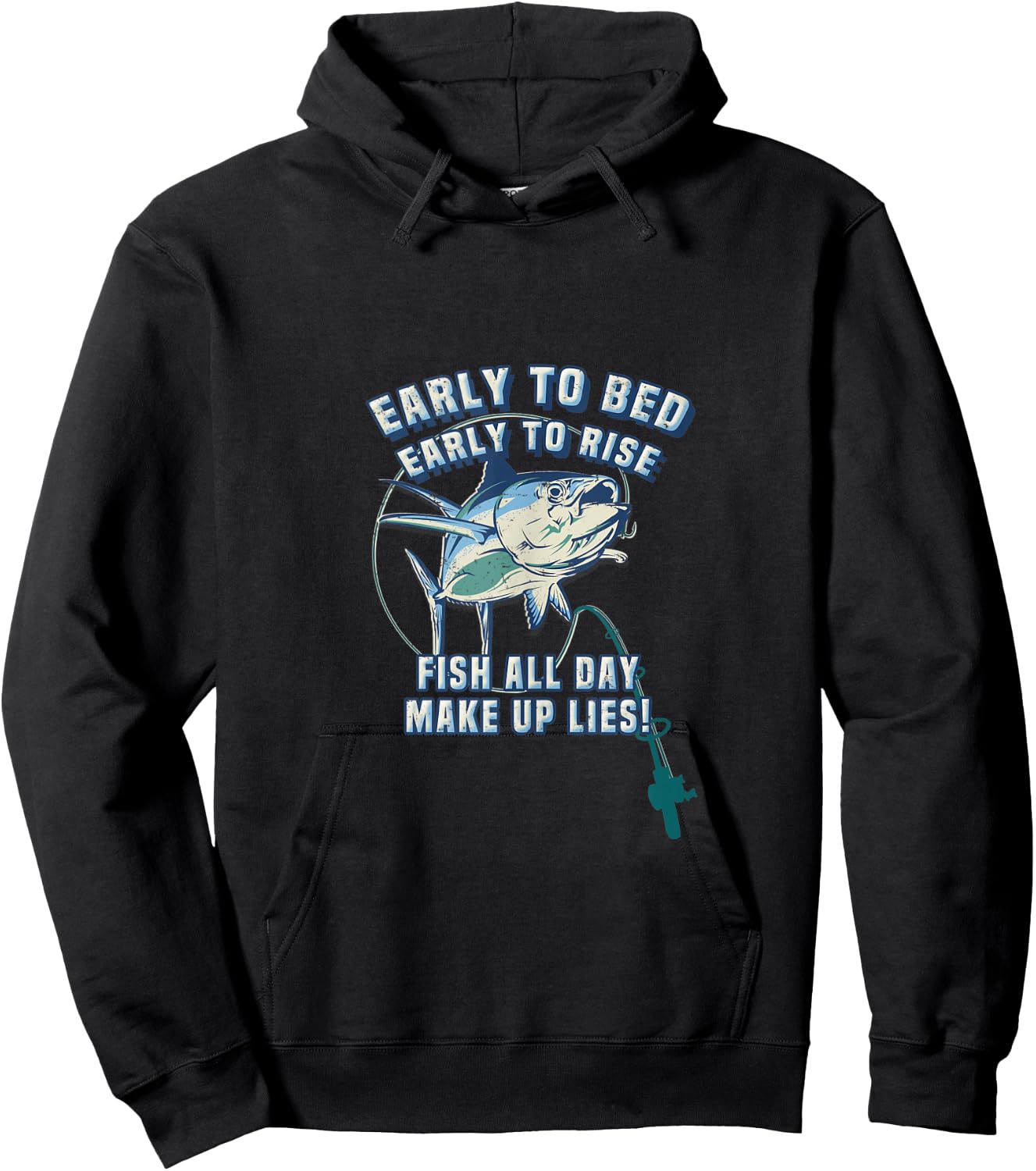Early to Bed Early Rise Fish All Day Lies Fishing Hoodie - Hoodie | Black