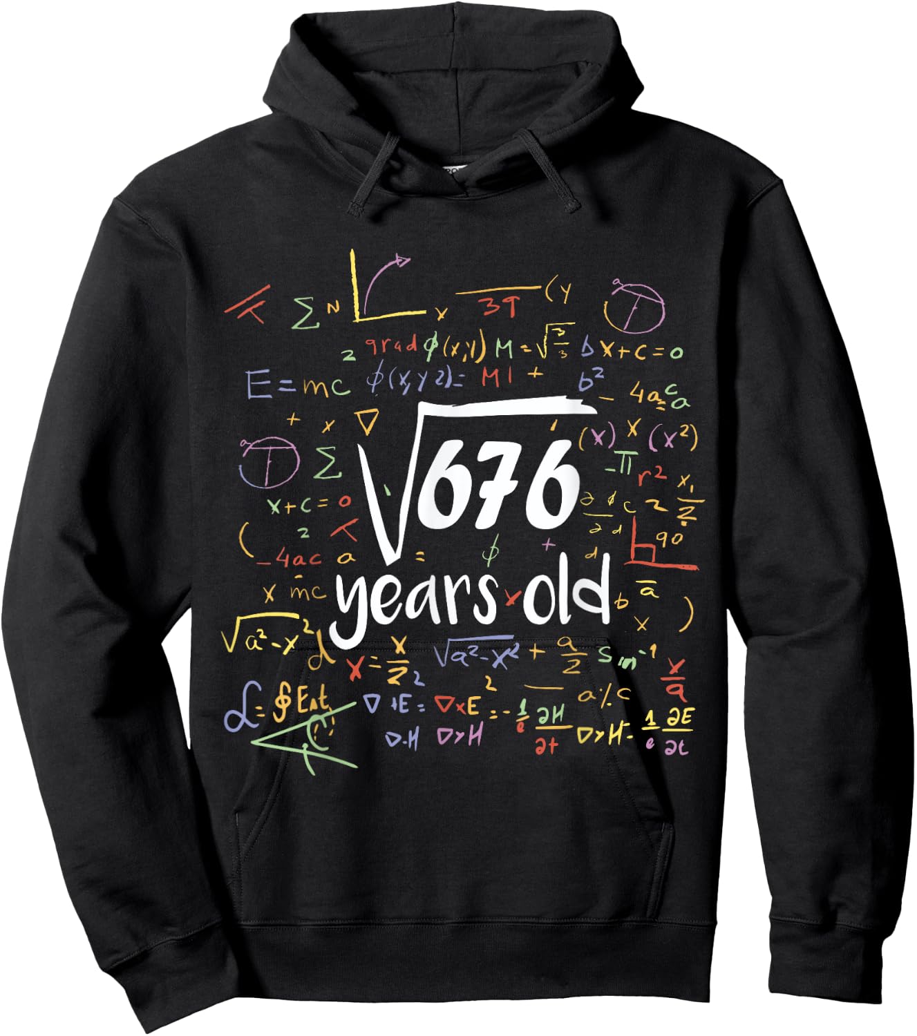 Square Root Of 676 - 26th Birthday 26 Year Old Math Bday Hoodie - Hoodie | Black