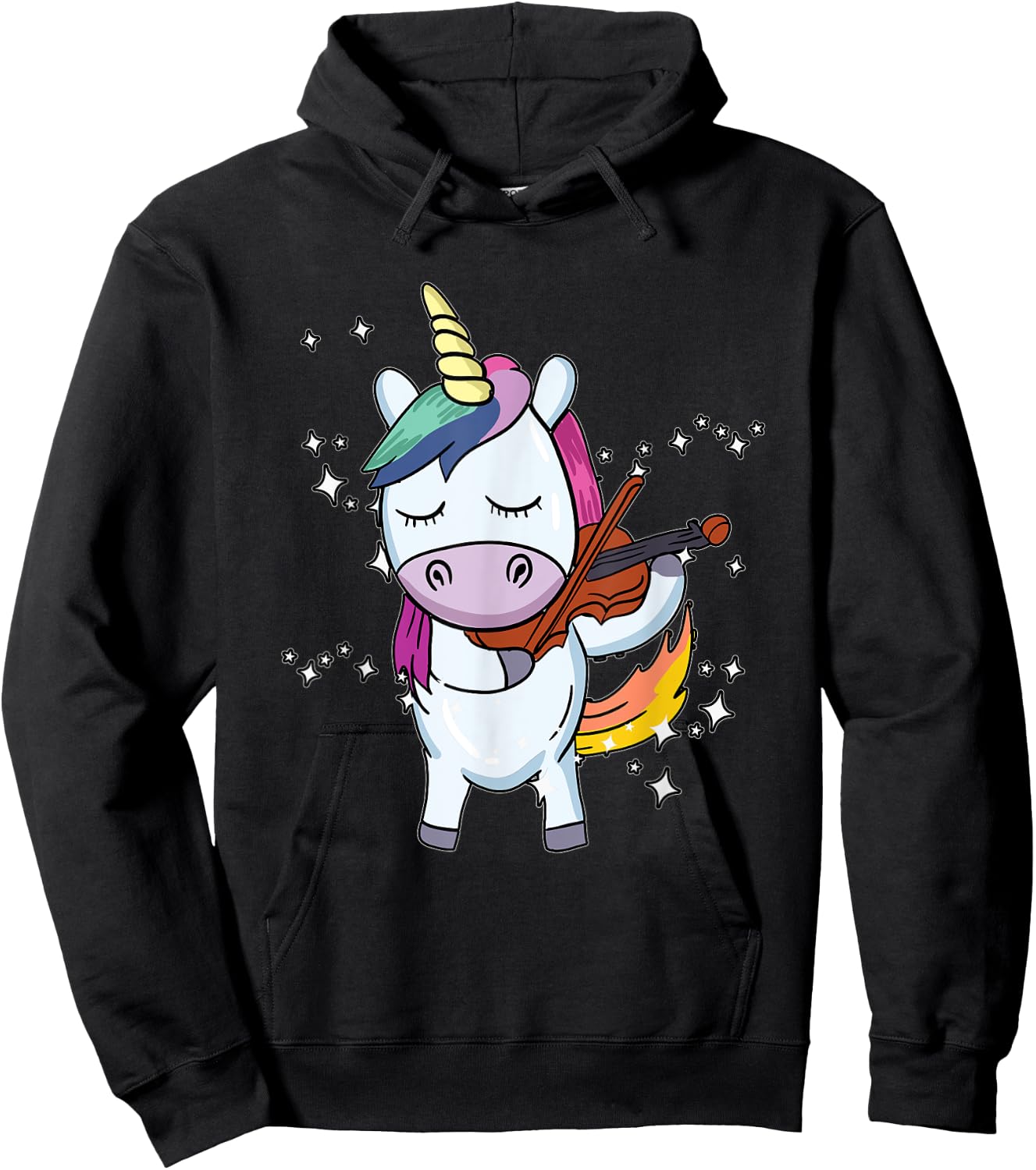 Funny Violin Unicorn With Fiddlestick Playing Instrument Hoodie - Hoodie | Black