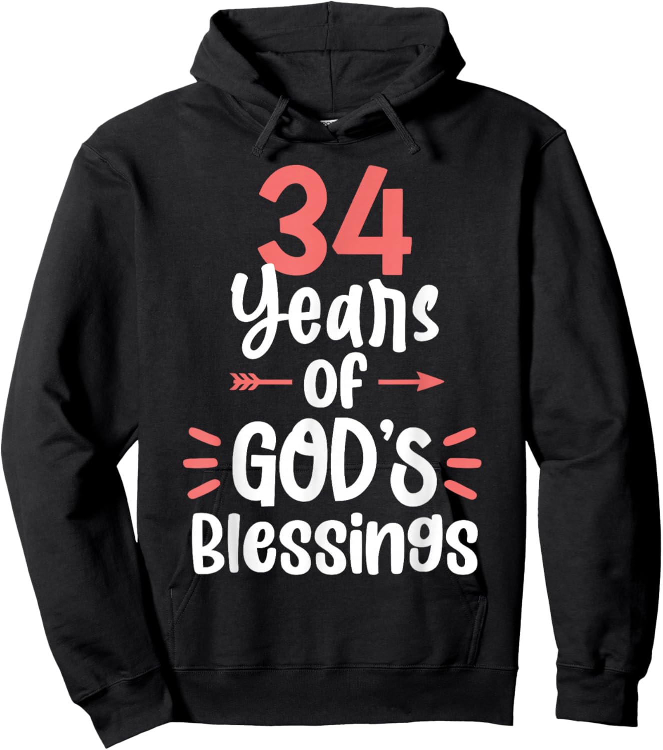 34 Years of God's Blessings 34 Year Old Happy 34th Birthday Hoodie - Hoodie | Black