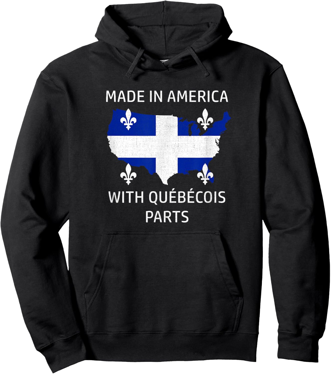 Made in America with Quebecois Parts - Quebec and USA Pride Hoodie - Hoodie | Black
