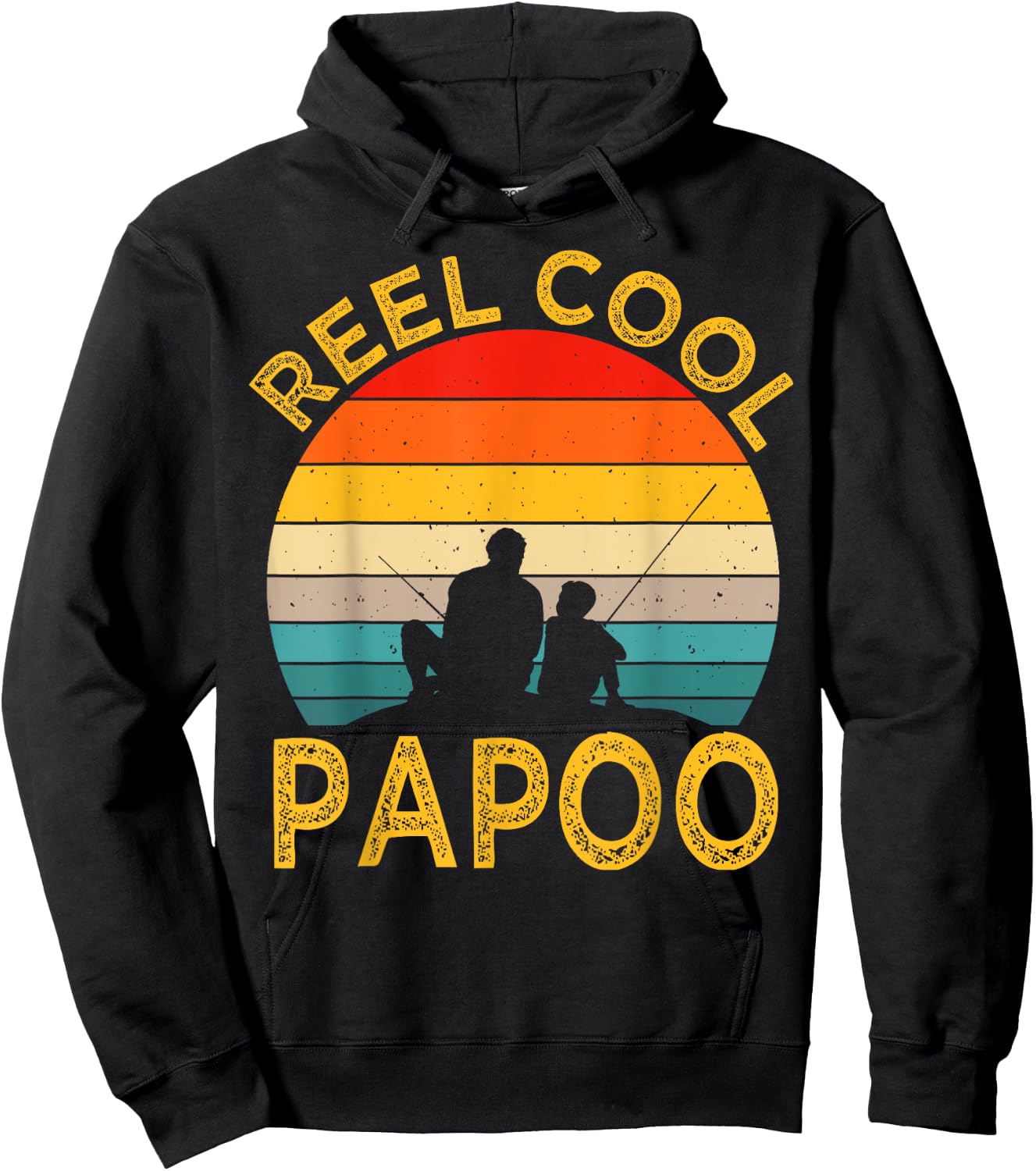 Reel Cool Papoo Fishing Daddy Vintage Grandpa Fathers Day Hoodie - Hoodie | Black