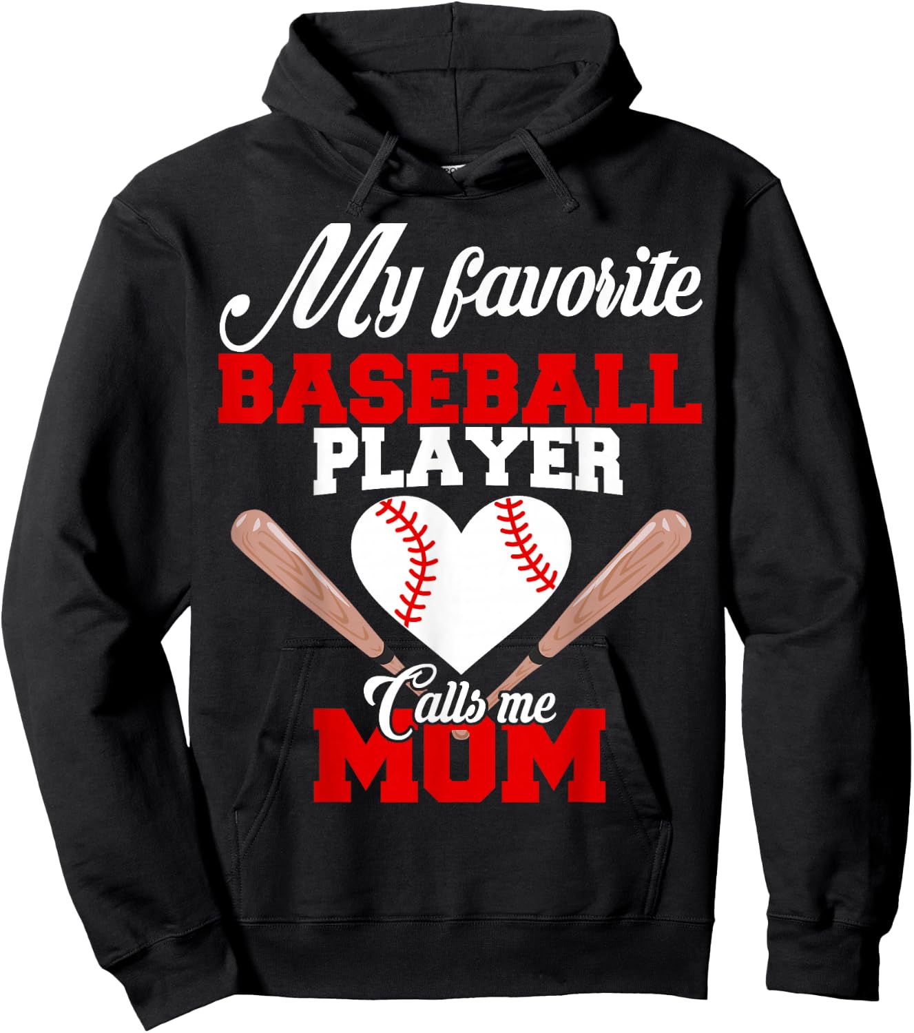 My Favorite Baseball Player Calls Me Mom T Shirt Women Gift Hoodie - Hoodie | Black