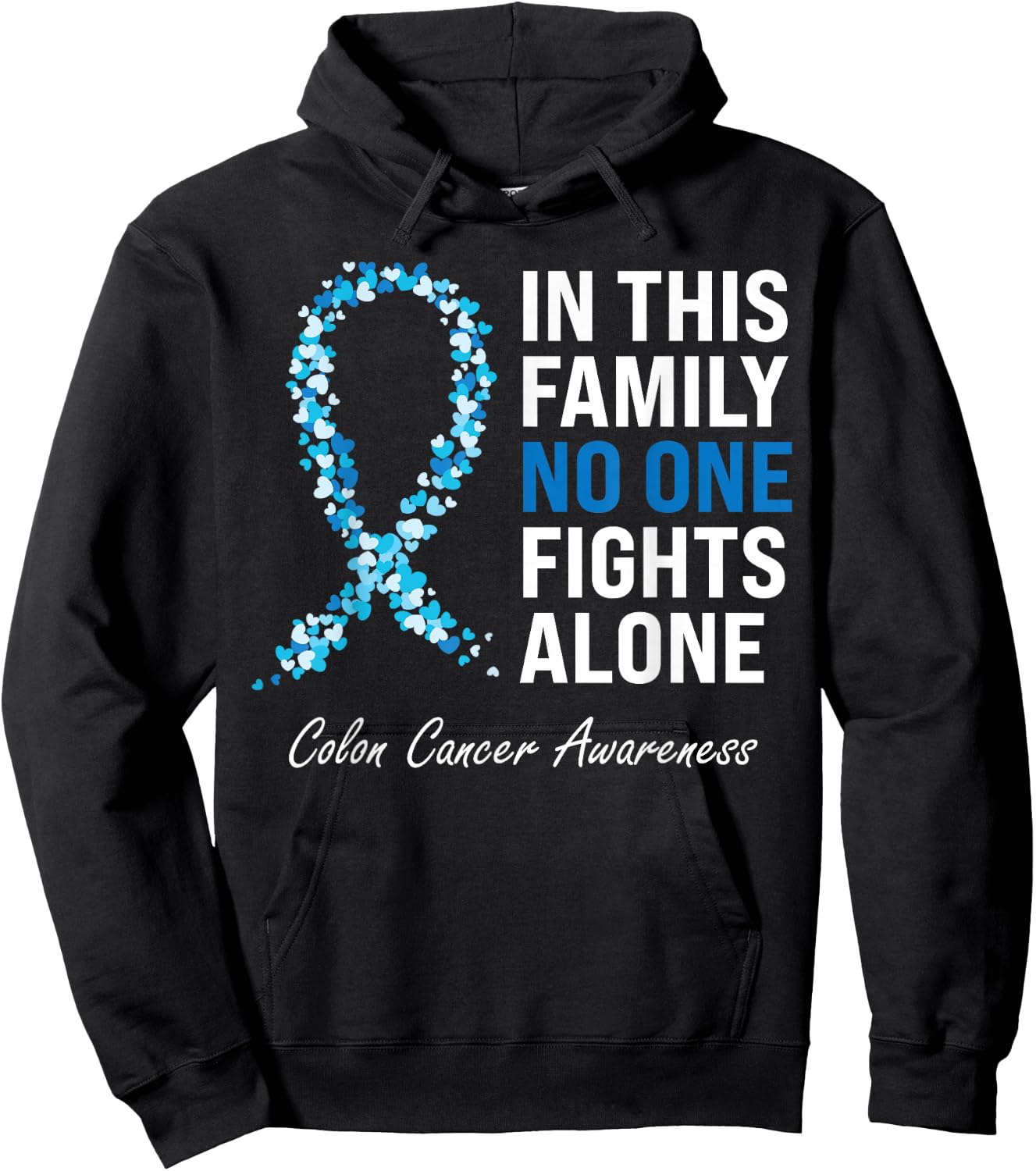Colorectal Cancer Colon Cancer Blue Ribbon Hoodie - Hoodie | Black