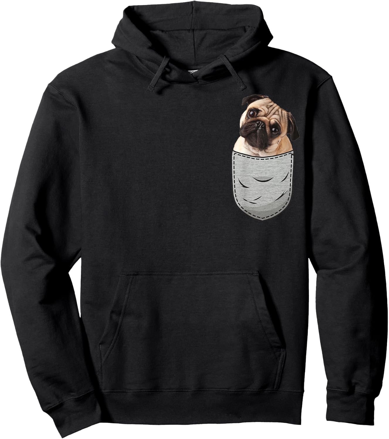 Pug Pug Carlin Carlino Chest Bag Pocket Dog Owners Hoodie - Hoodie | Black
