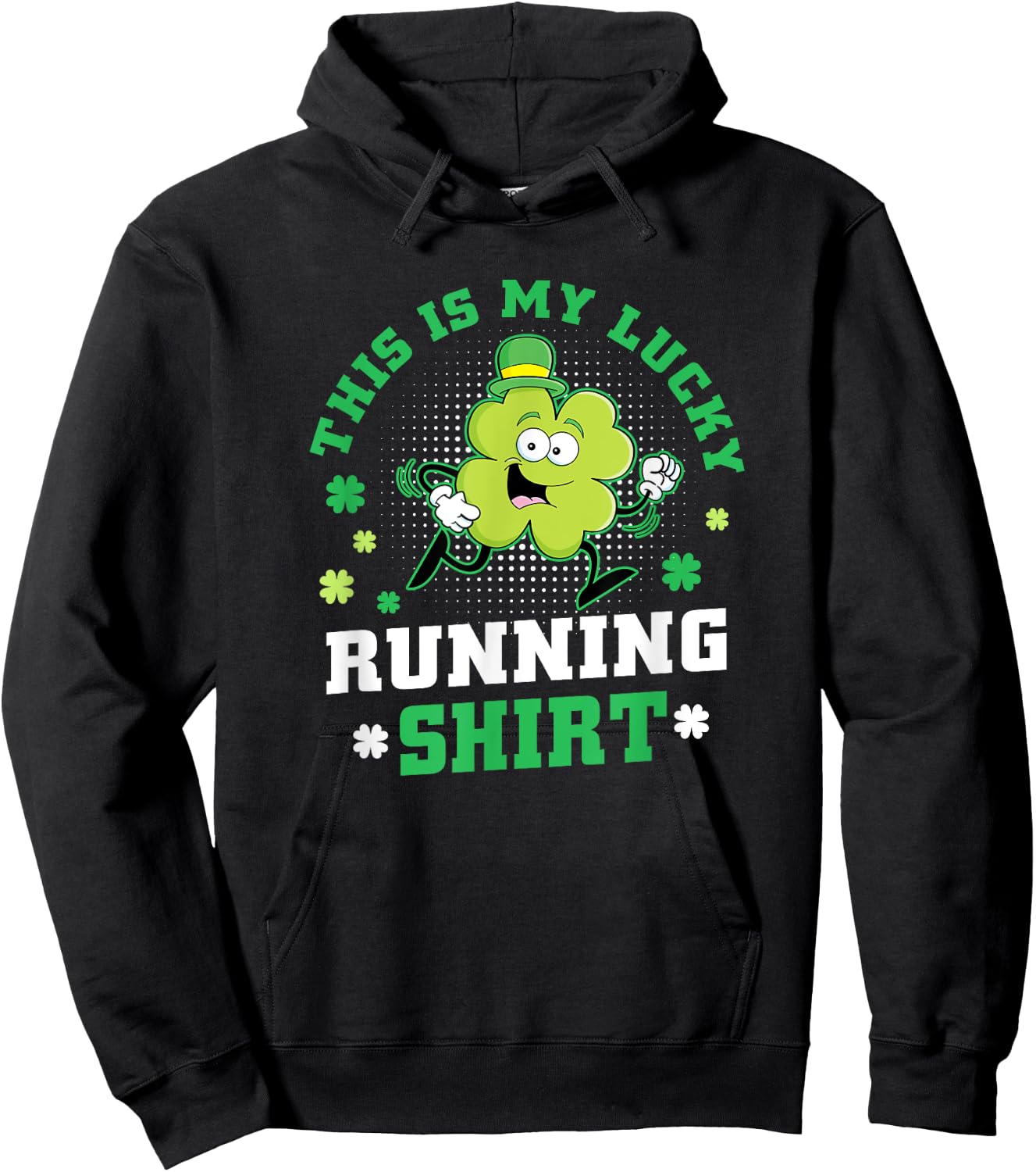 Cute Shamrock Running St Patricks Day Lucky Running Team Hoodie - Hoodie | Black
