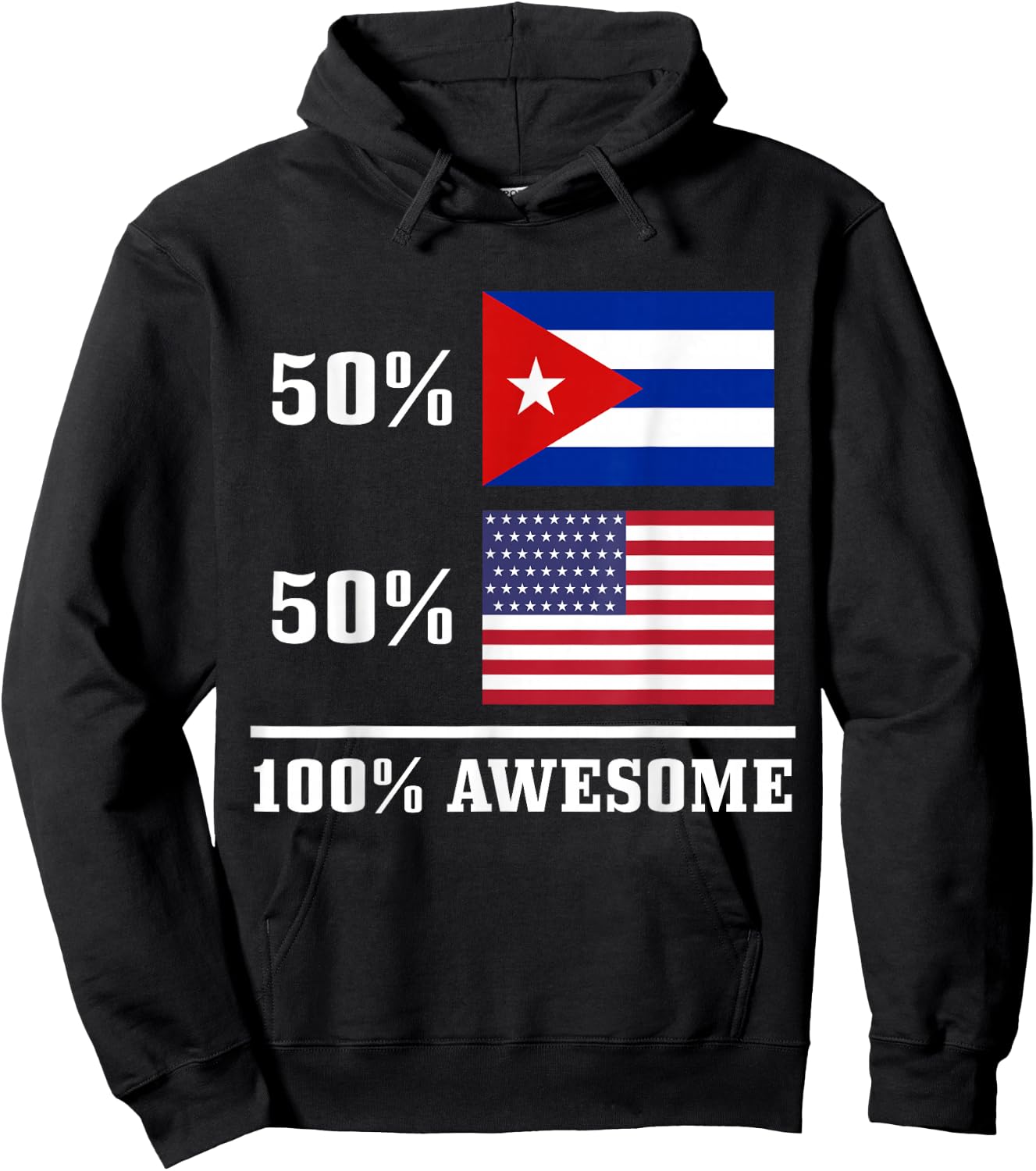 50% Cuba 50% USA Cuban American Flag Pride Heritage Hoodie - Hoodie | Black