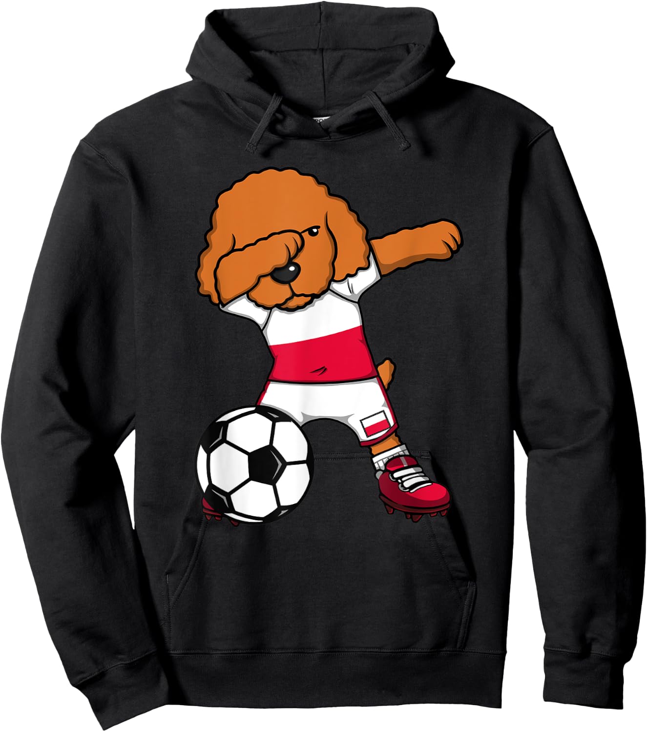 Dabbing Poodle Dog Poland Soccer Fans Jersey Football Lovers Hoodie - Hoodie | Black