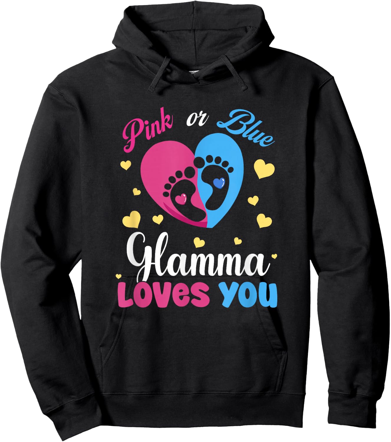 Pink Or Blue Glamma Loves You Baby Gender Reveal Party Hoodie - Hoodie | Black